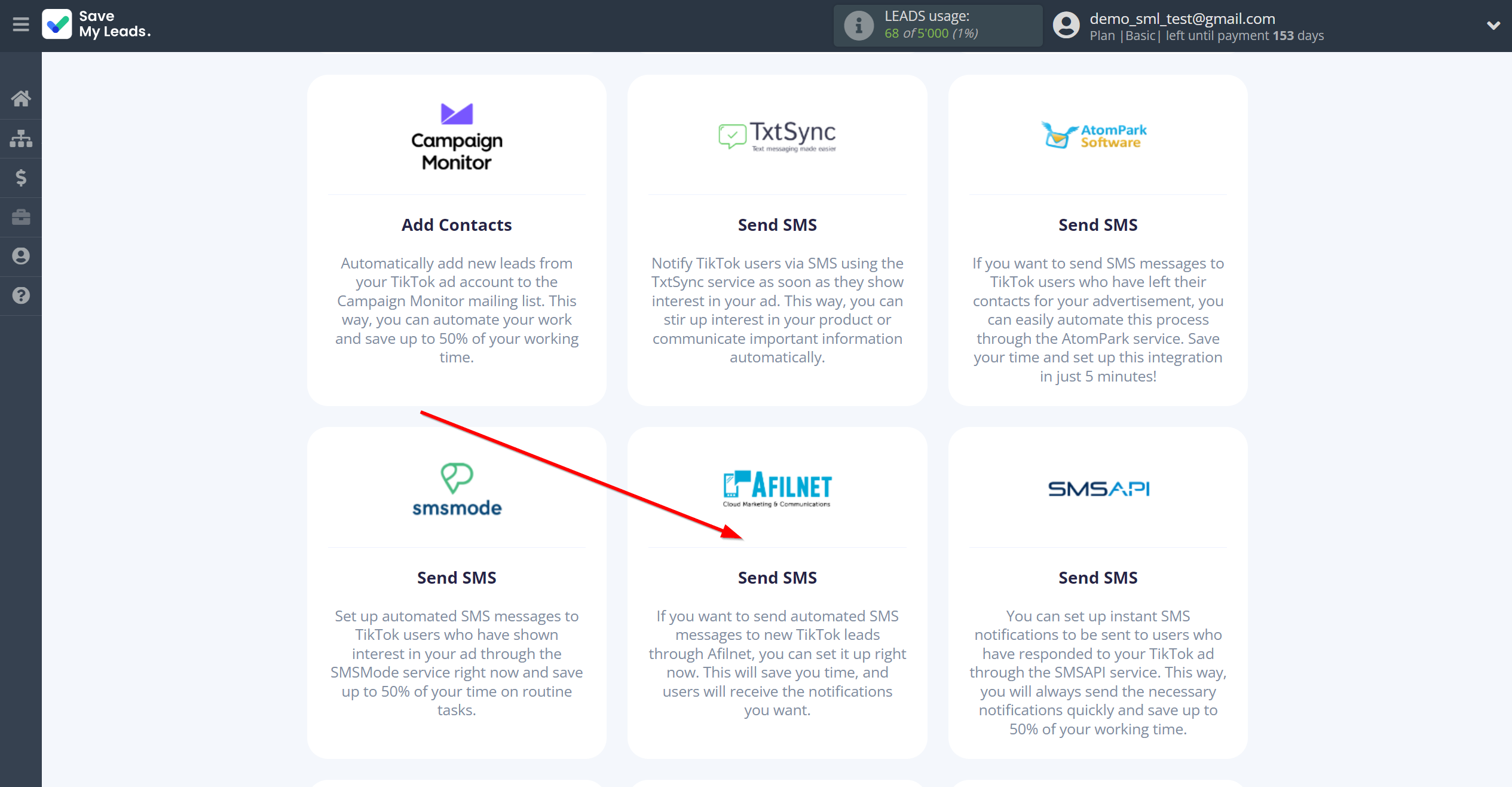 How to Connect TikTok with Afilnet | Data Destination system selection