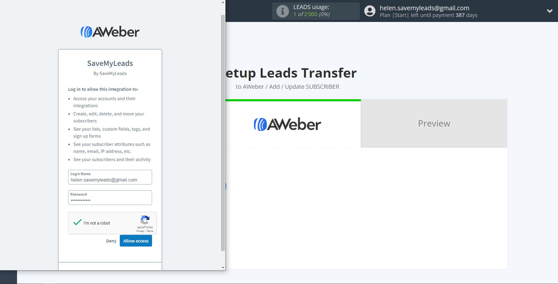 How to Connect Google Lead Form with AWeber | Data Destination account connection