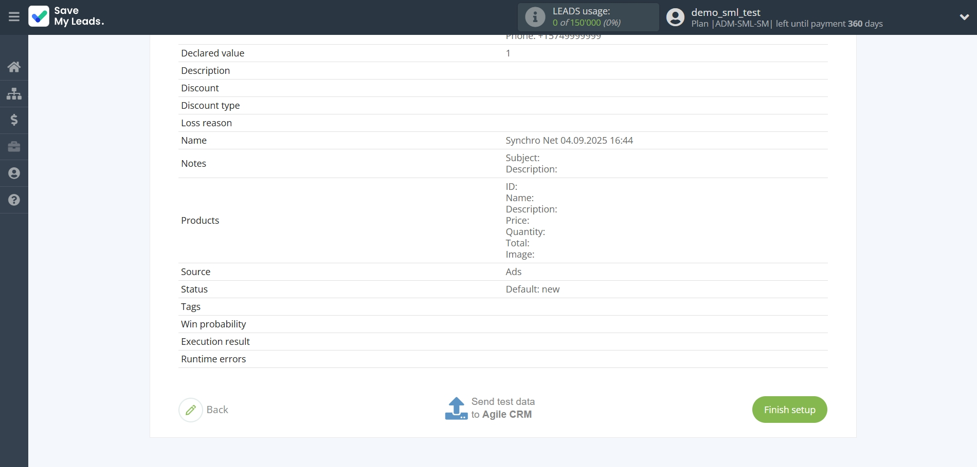 How to Connect Facebook with AgileCRM Create Deal | Test data