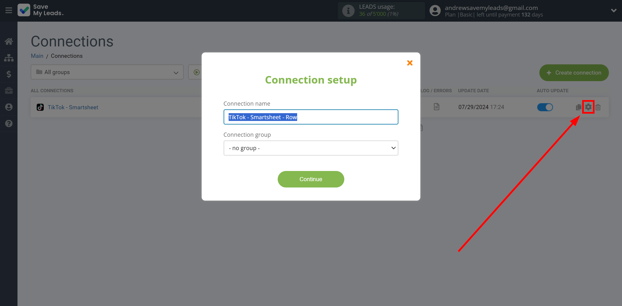 How to Connect TikTok with Smartsheet | Name and group connection