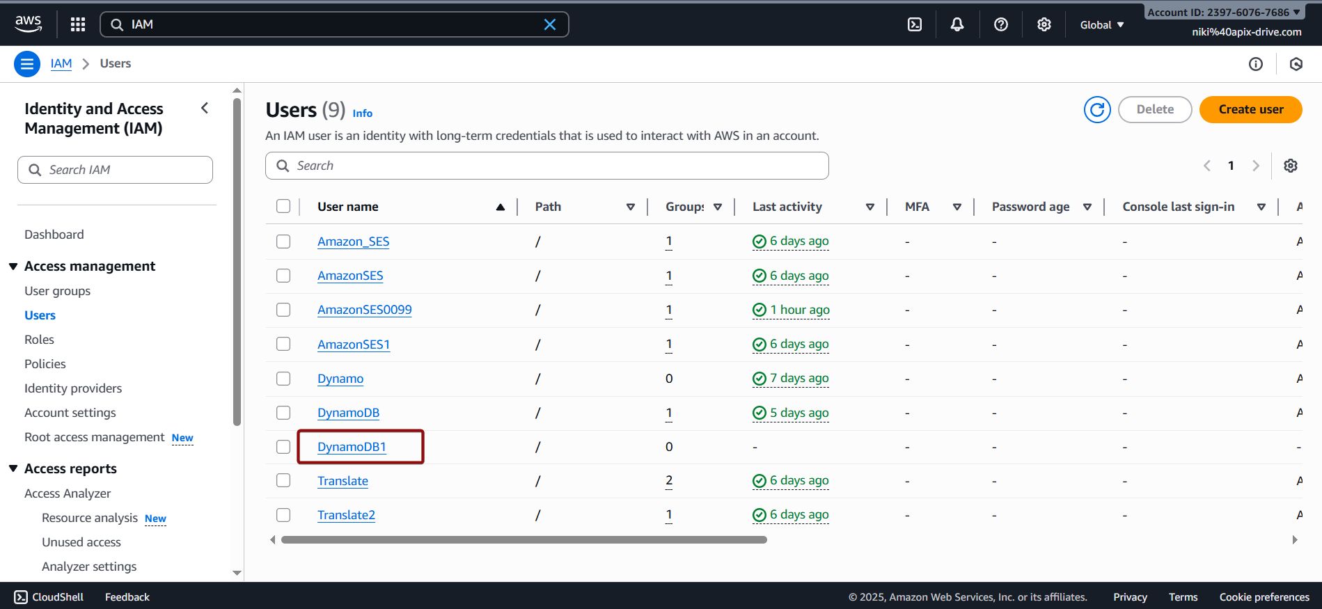 How to Connect Facebook with Amazon DynamoDB | Data Destination account connection