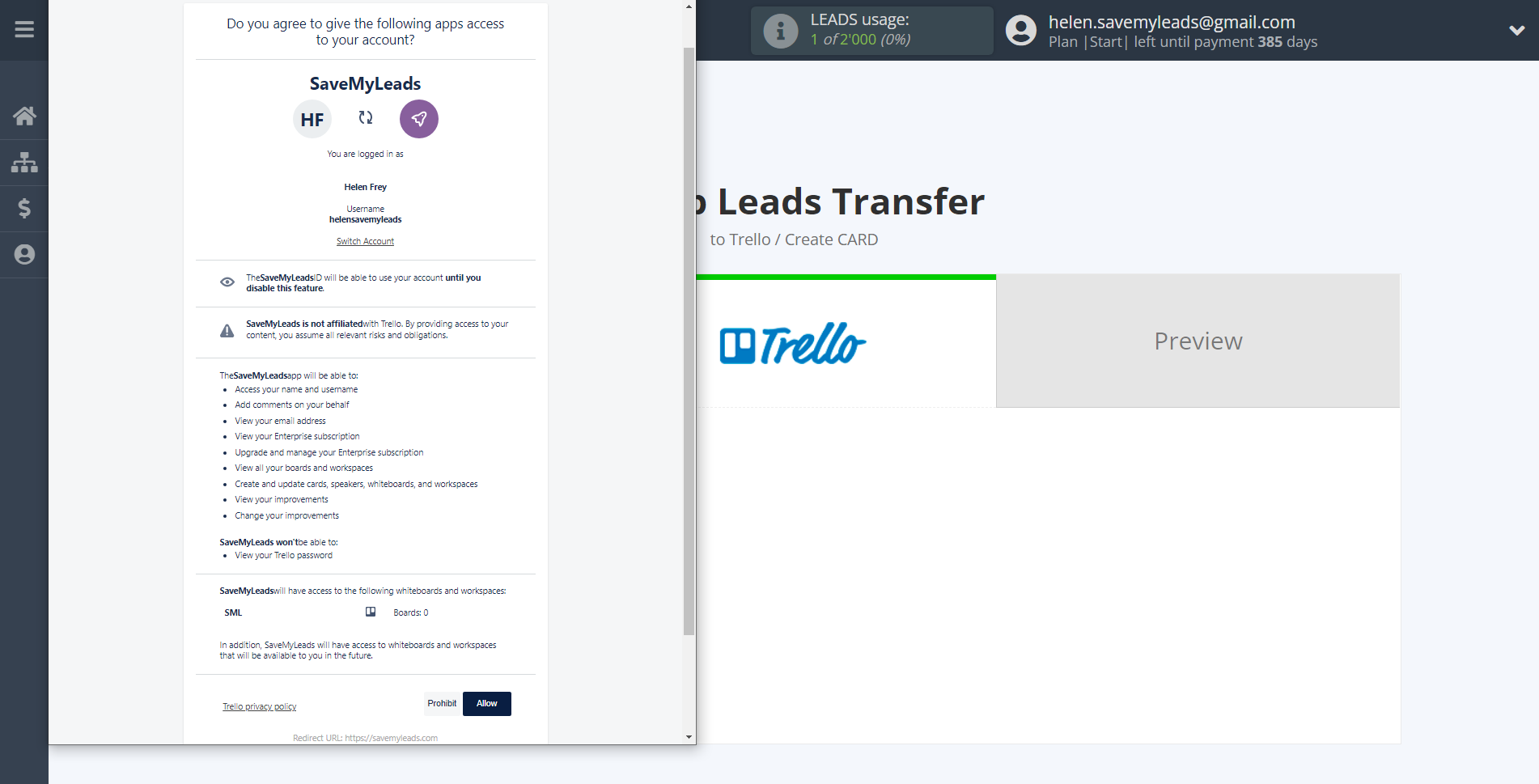 How to Connect Google Lead Form with Trello | Data Destination account connection