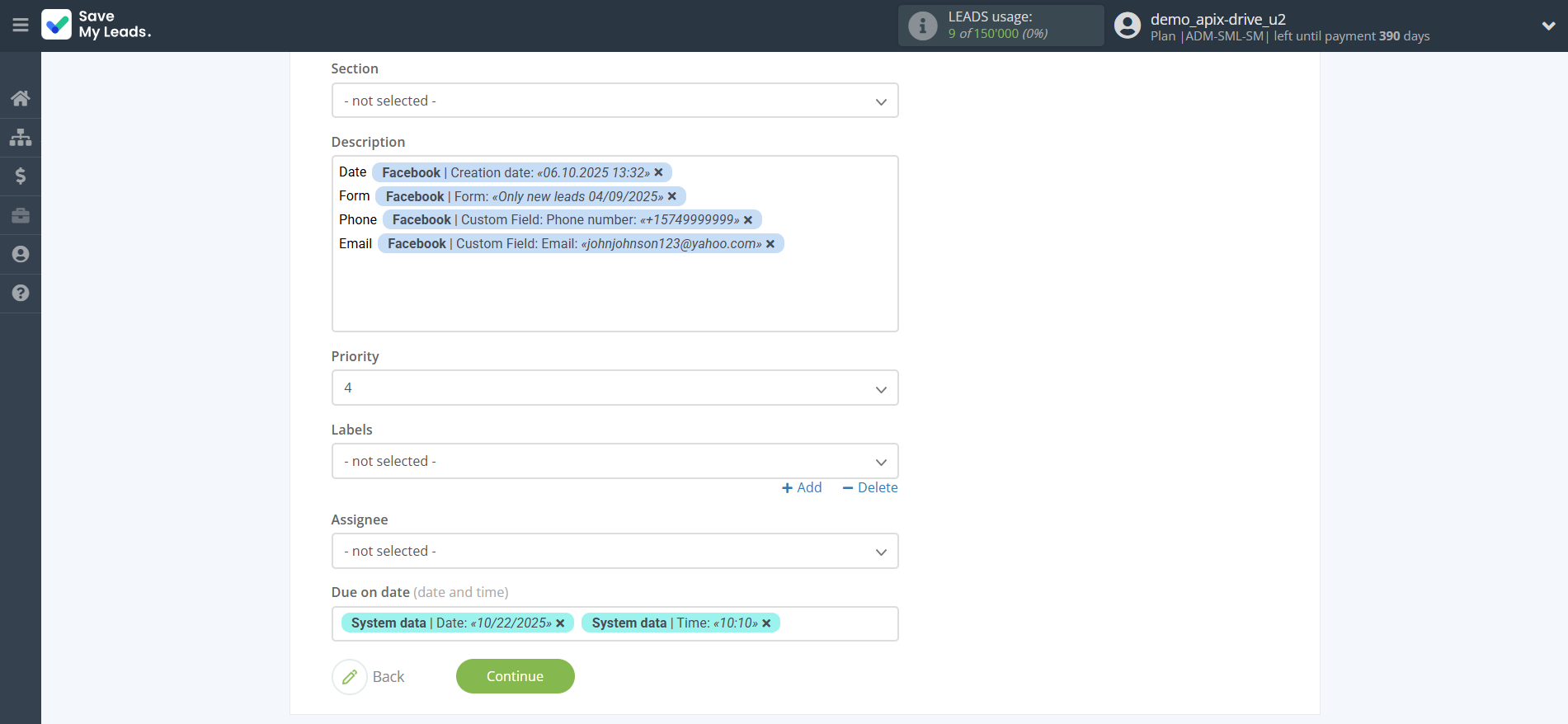How to Connect Facebook with Todoist | Assigning fields How to Connect Facebook with Todoist | Assigning fields