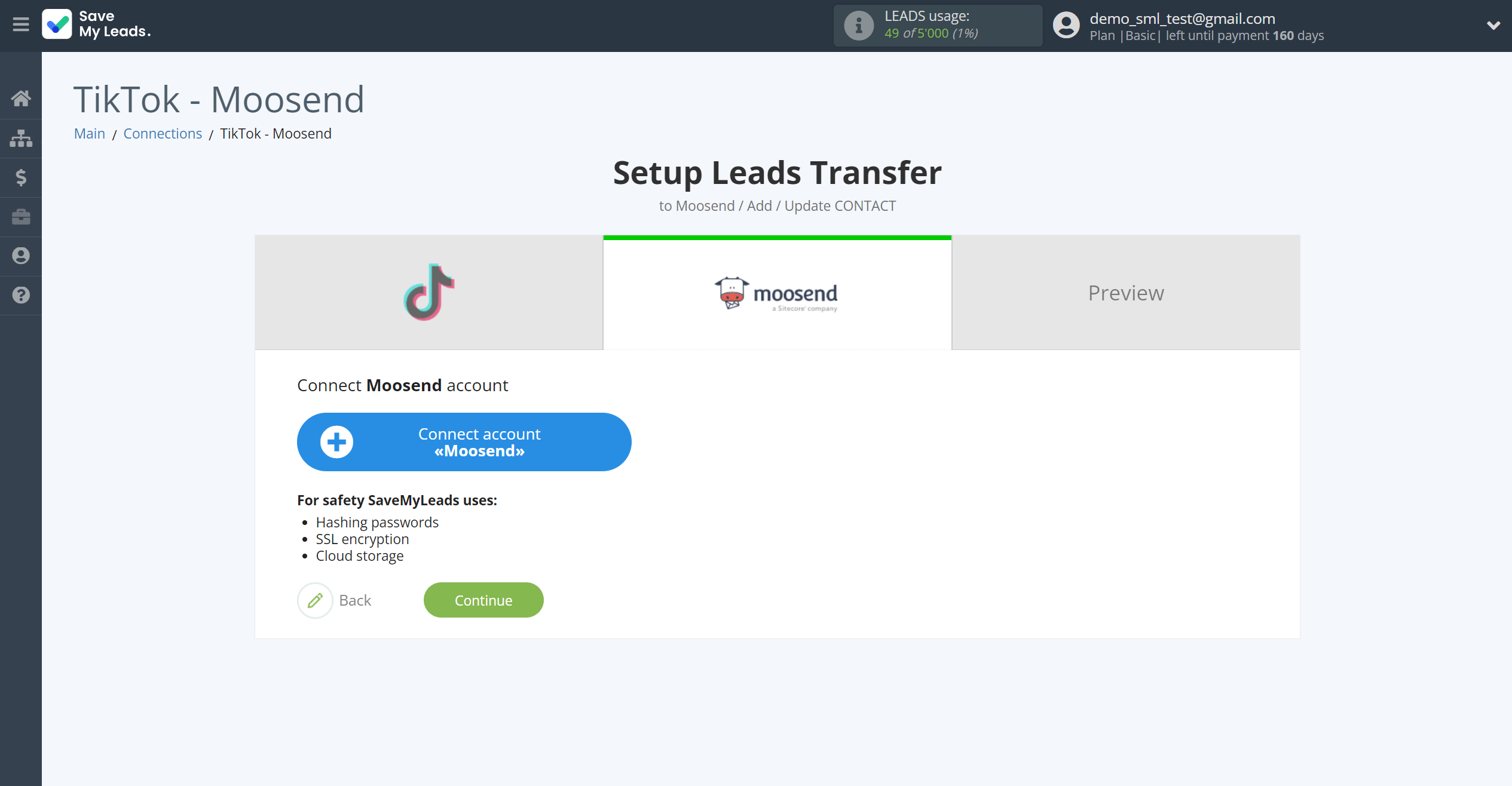 How to Connect TikTok with Moosend | Data Destination account connection