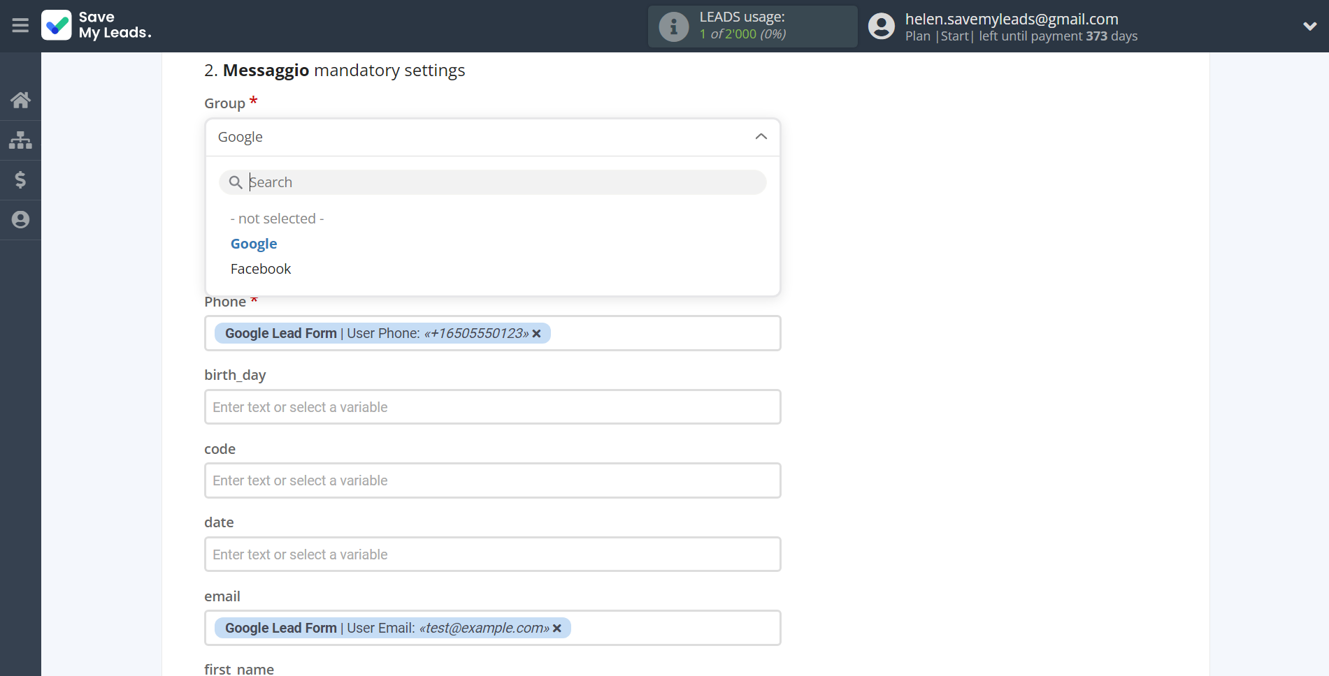 How to Connect Google Lead Form with Messaggio | Assigning fields