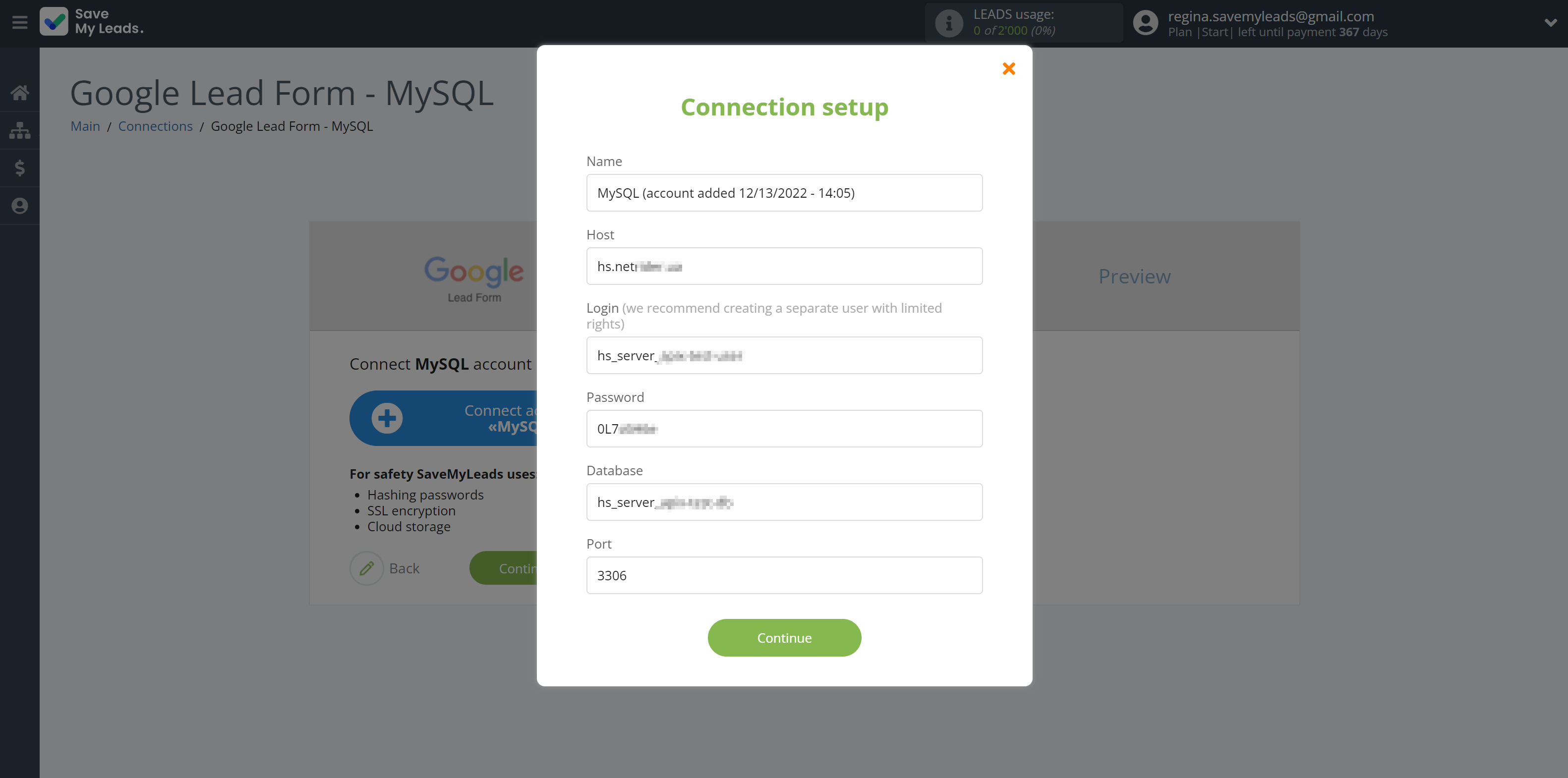 How to Connect Google Lead Form with MySQL | Data Destination account connection