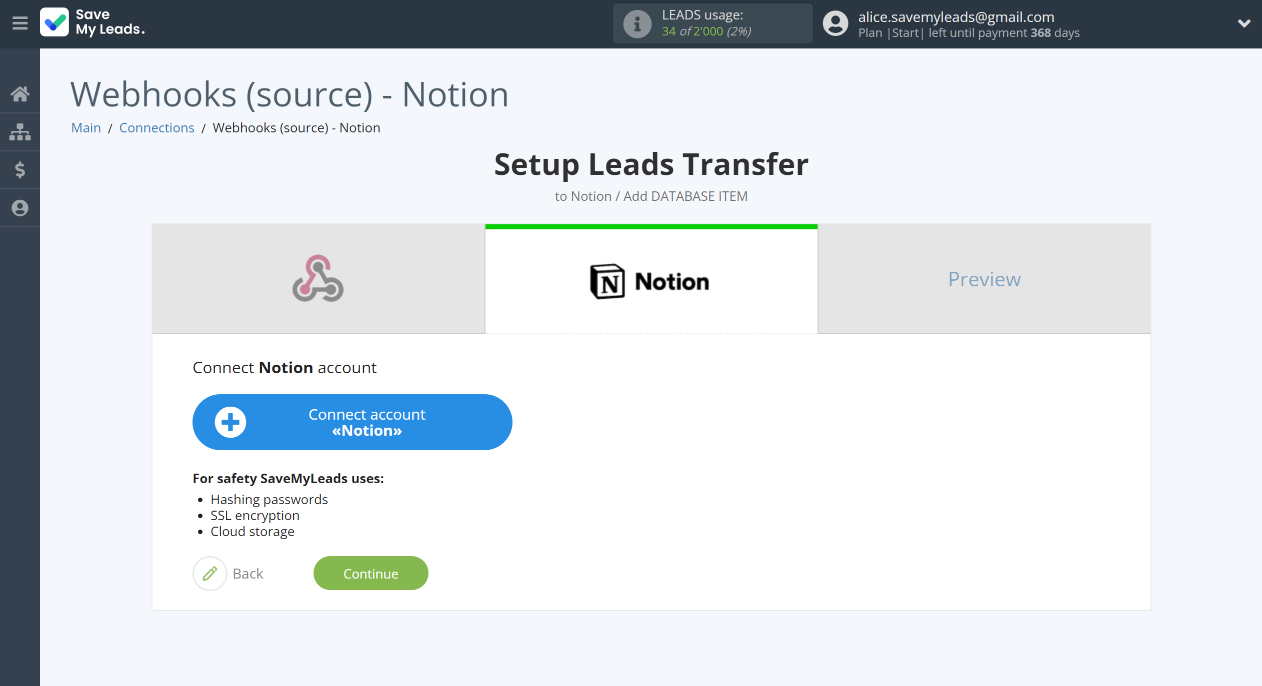 How to Connect Webhooks with Notion | Data Destination account connection
