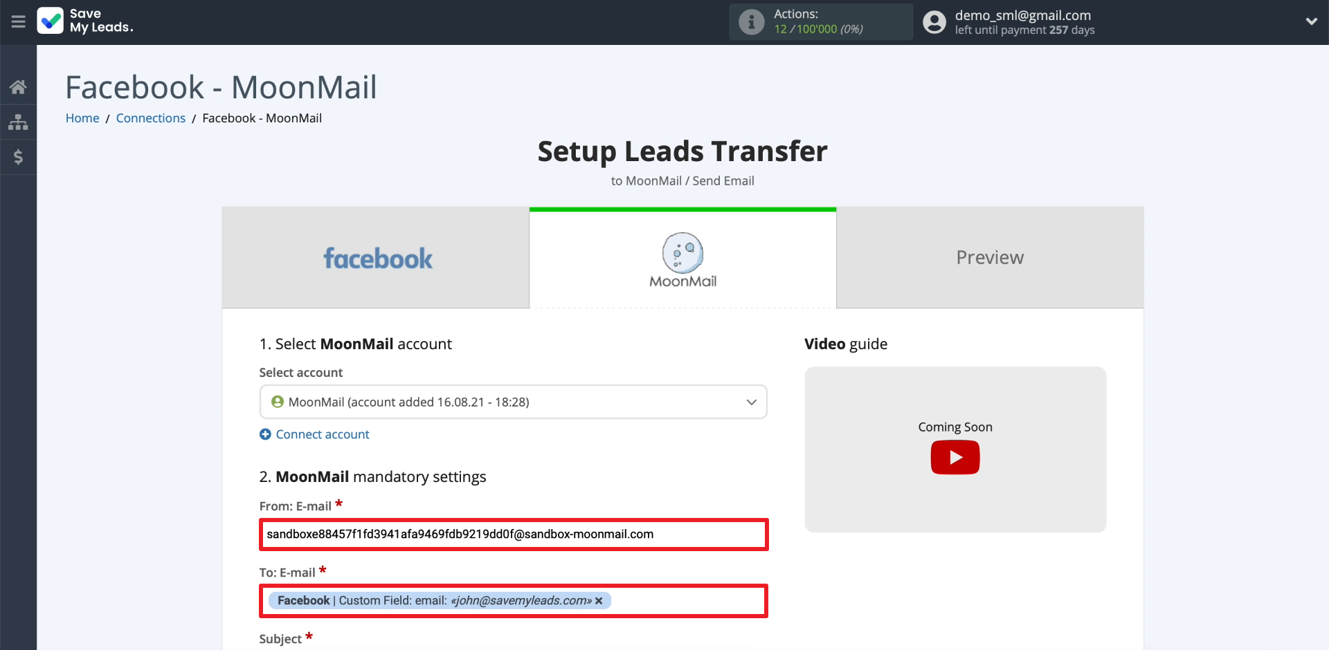 How to Set Up Auto-Send Messages to New Leads on Facebook via MoonMail | Configuring the sending of messages (1)