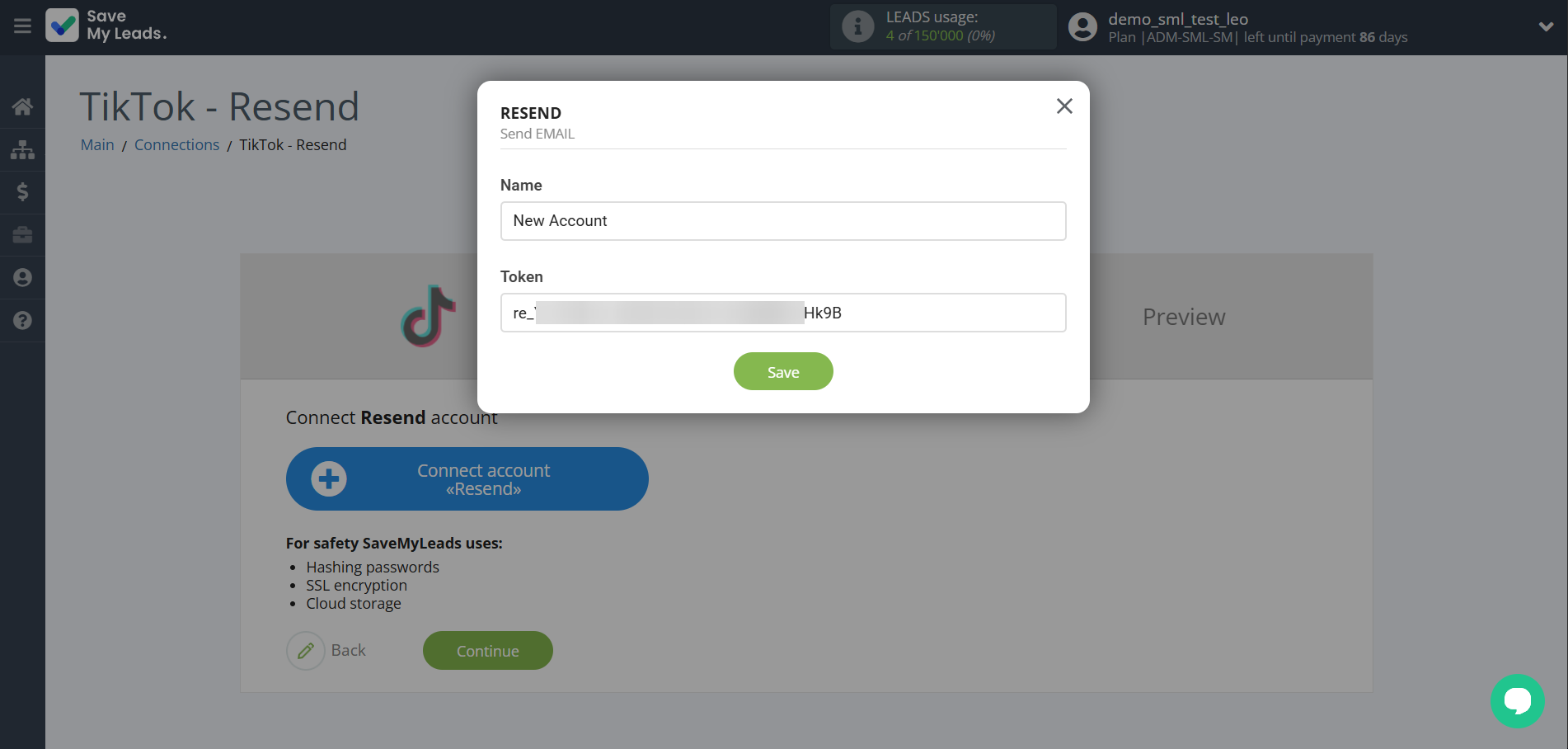 How to Connect TikTok with Resend (Send Email) | Data Destination account connection