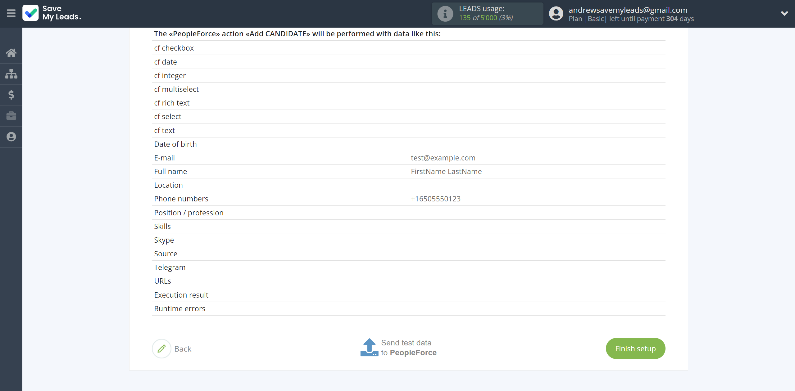 How to Connect Google Lead Form with PeopleForce Add Candidate | Test data