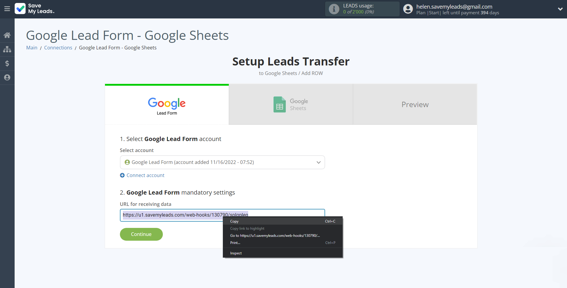 How to Connect Google Lead Form with Google Sheets |&nbsp;Data Source account connection