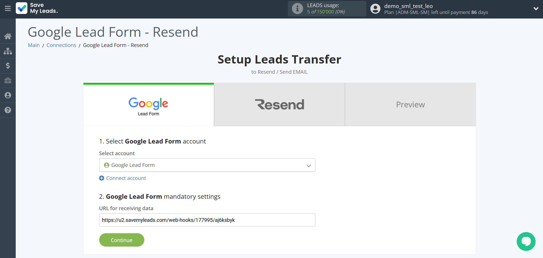 How to Connect Google Lead Form with Resend&nbsp;(Send Email)  | Data Source account selectio