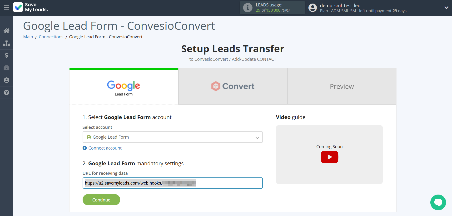 How to Connect Google Lead Form with ConvesioConvert | Data Source account connection