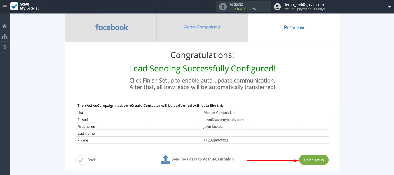 Facebook and ActiveCampaign integration | Turn on auto-update&nbsp;