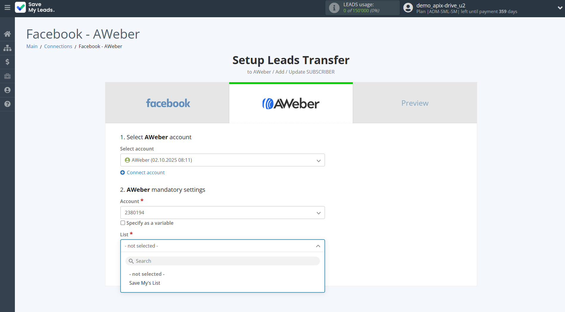 How to Connect Facebook with AWeber | Assigning fields