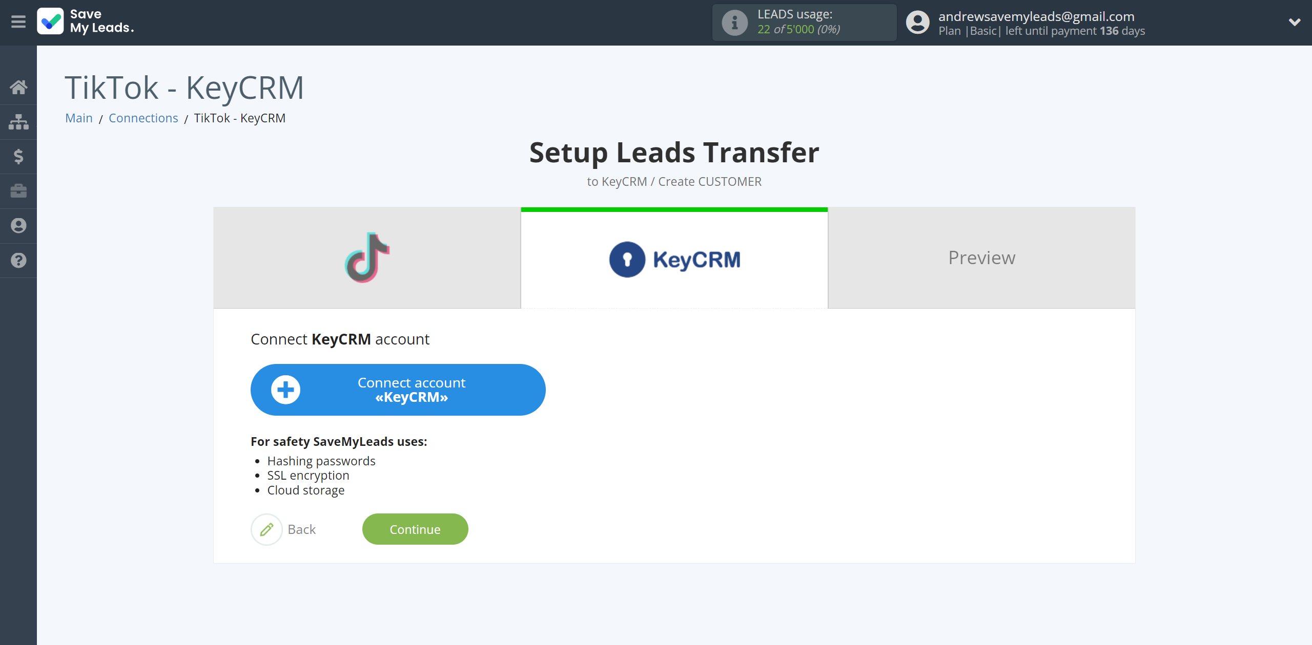 How to Connect TikTok with KeyCRM Create Customer | Data Destination account connection