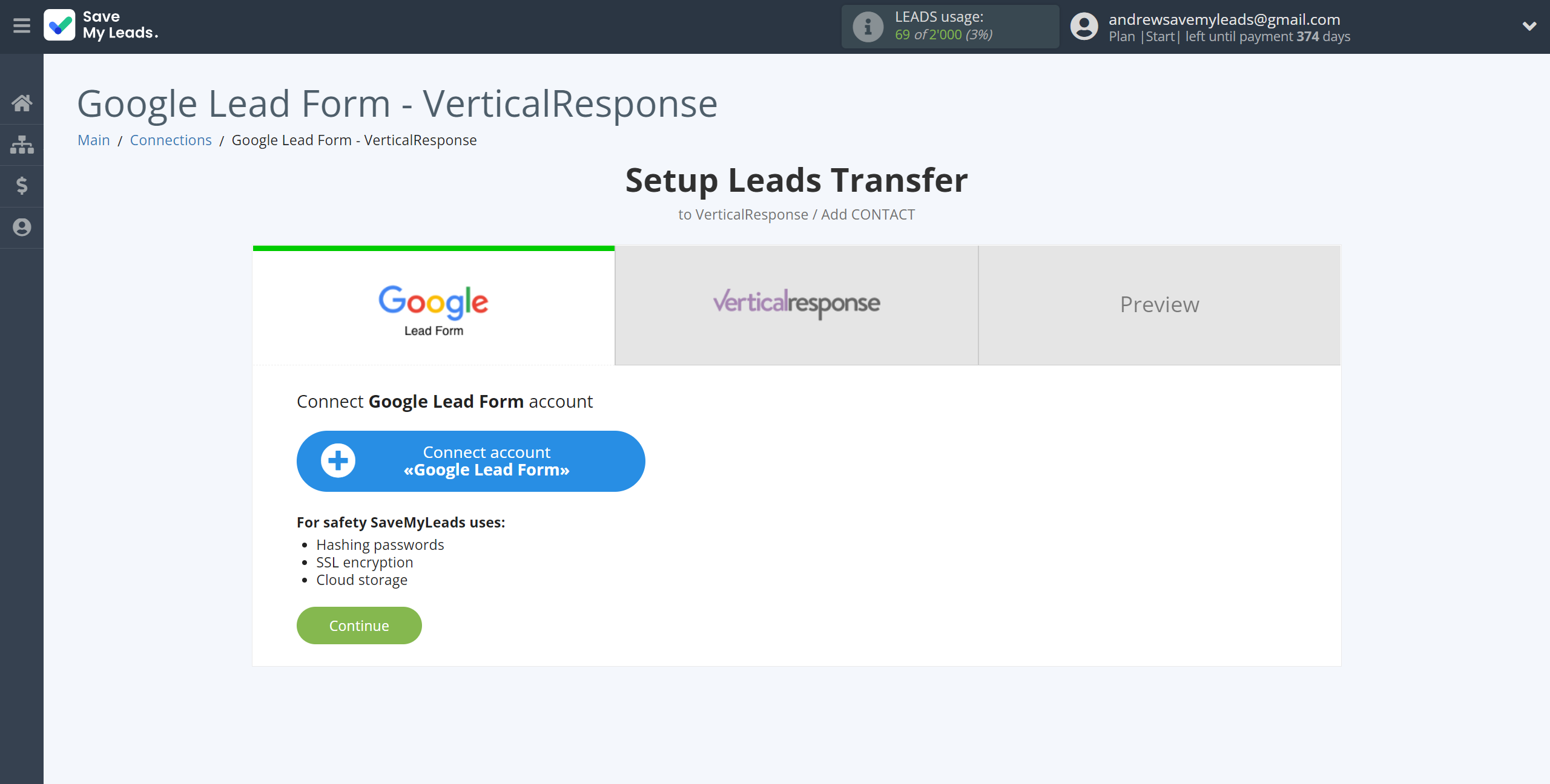 How to Connect Google Lead Form with VerticalResponse | Data Source account connection