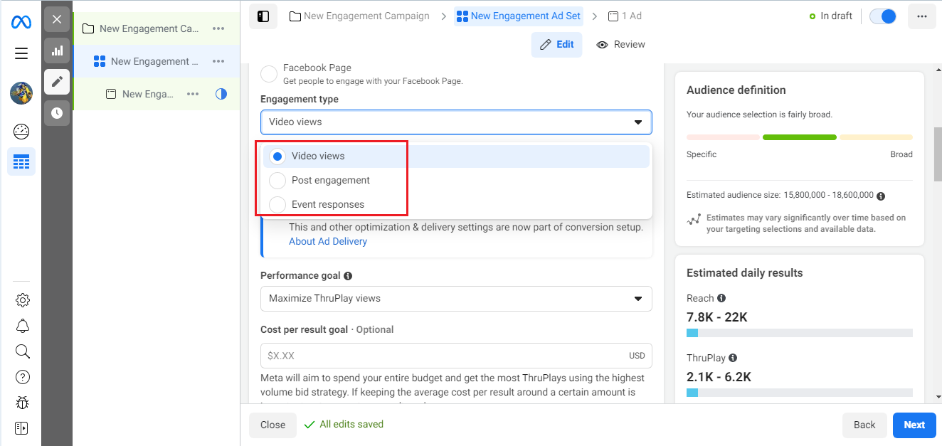 Set up an advertising campaign in Facebook Ads Manager | Engagement type Set up an advertising campaign in Facebook Ads Manager | Engagement type