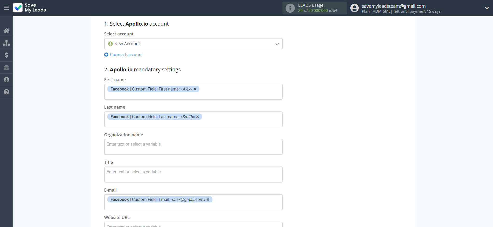 How to Connect Facebook with Apollo.io Create Contacts | Assigning fields How to Connect Facebook with Apollo.io Create Contacts | Assigning fields