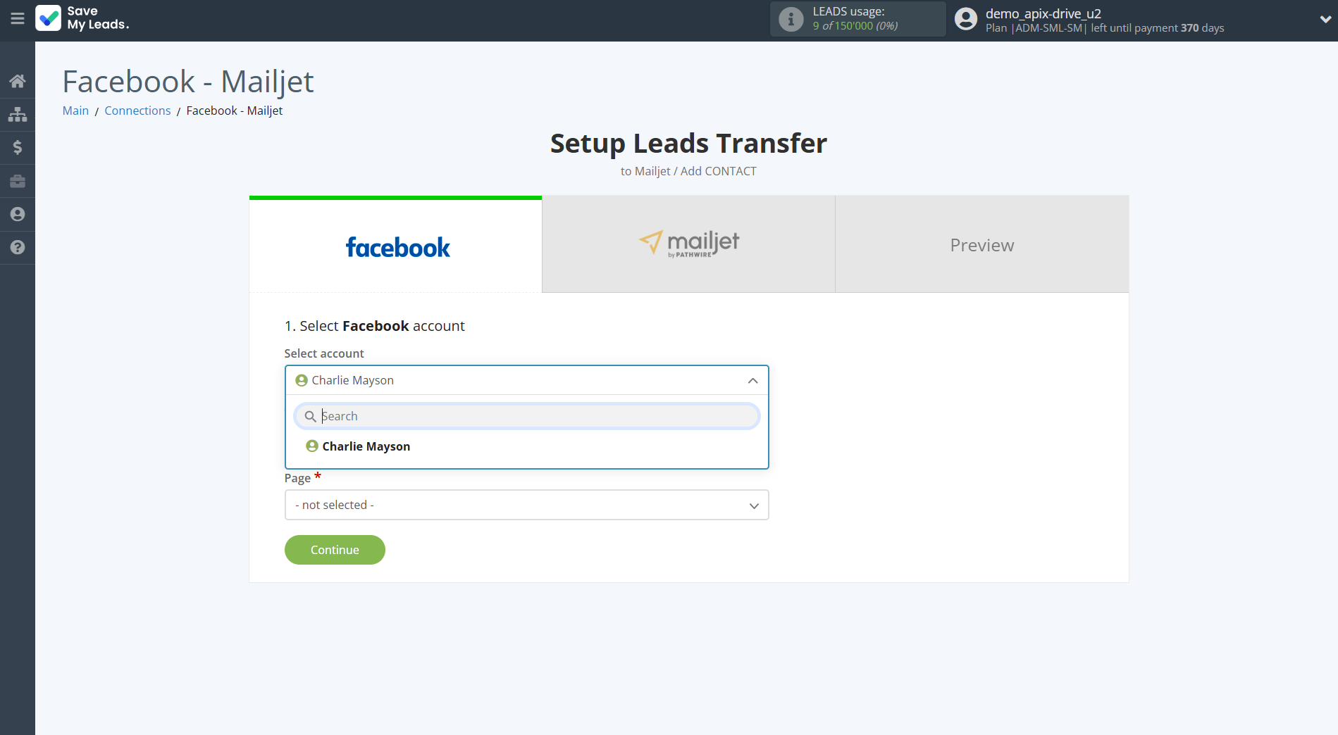 How to Connect Facebook with Mailjet | Data Source account selection How to Connect Facebook with Mailjet | Data Source account selection