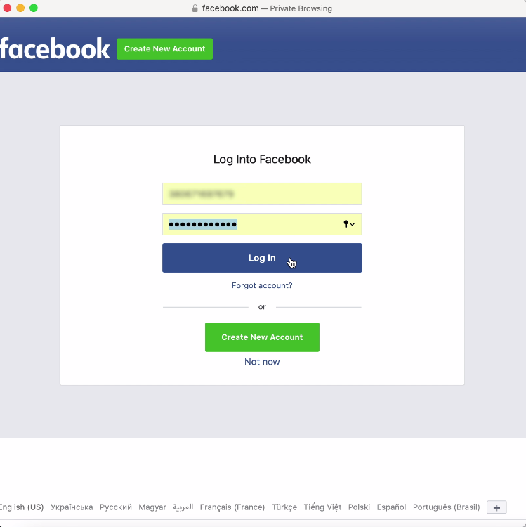 Facebook and Aweber integration | Enter login and password