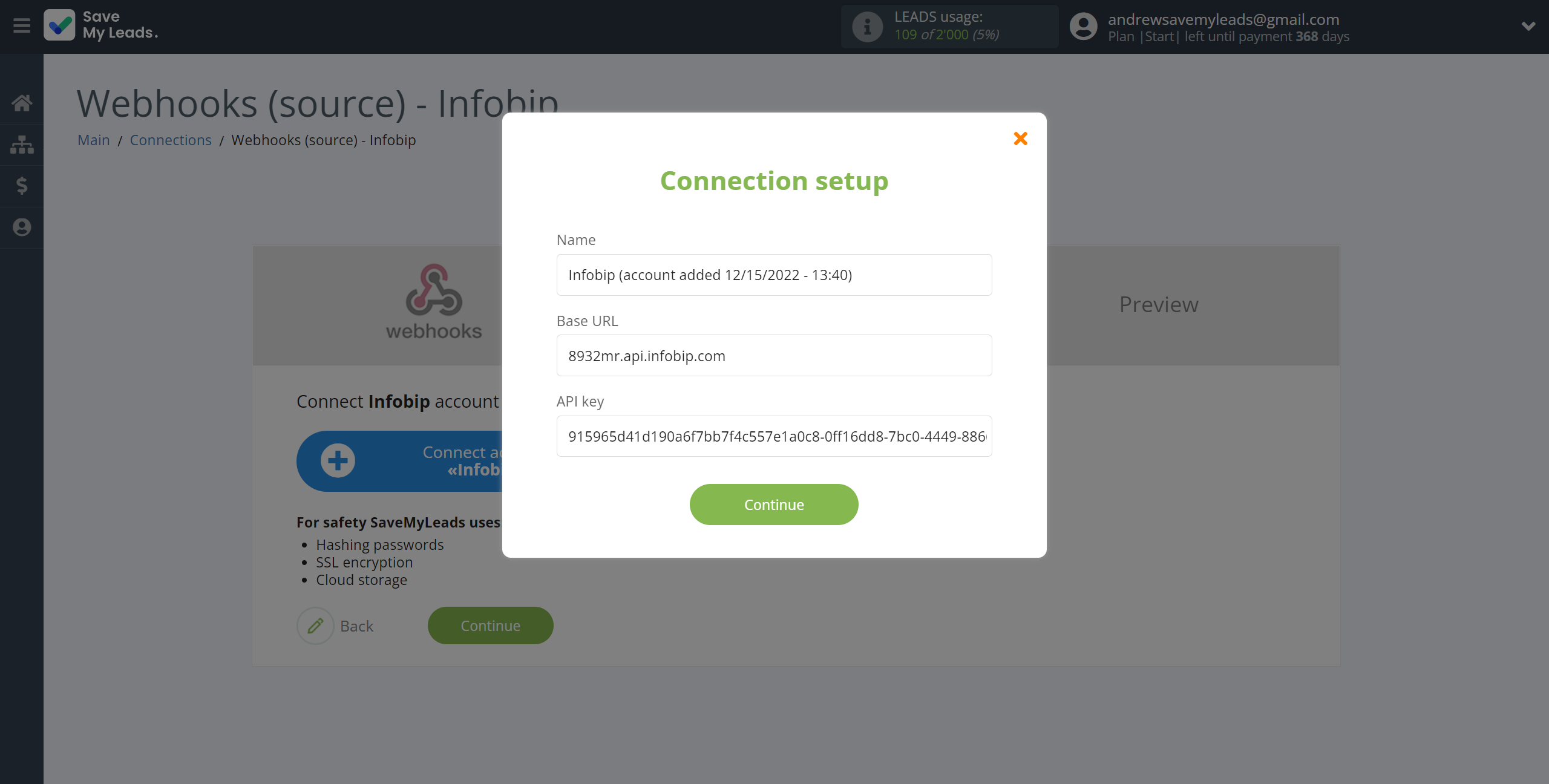 How to Connect Webhooks with Infobip | Data Destination account connection