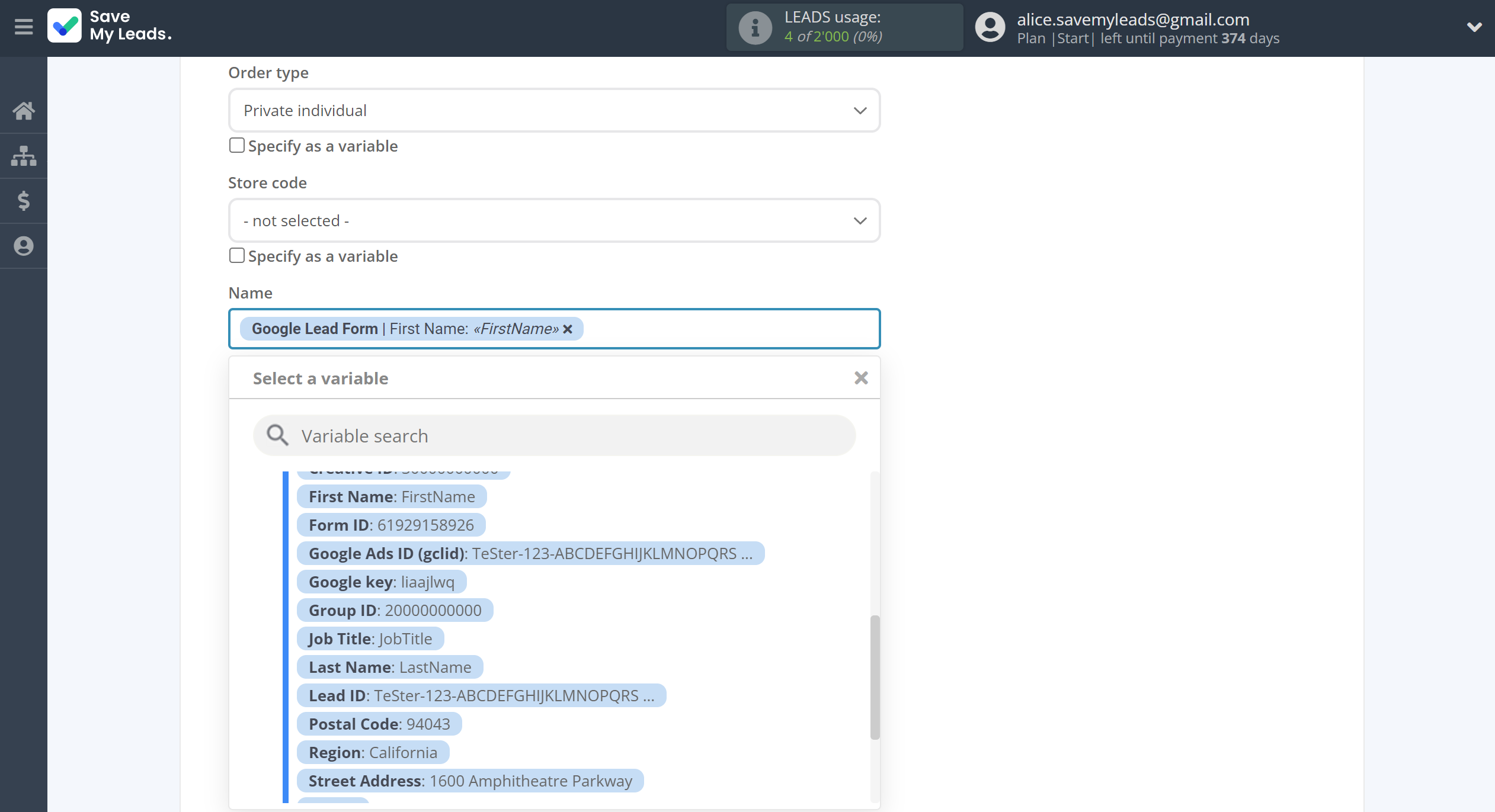 How to Connect Google Lead Form with Simla Create Order | Assigning fields