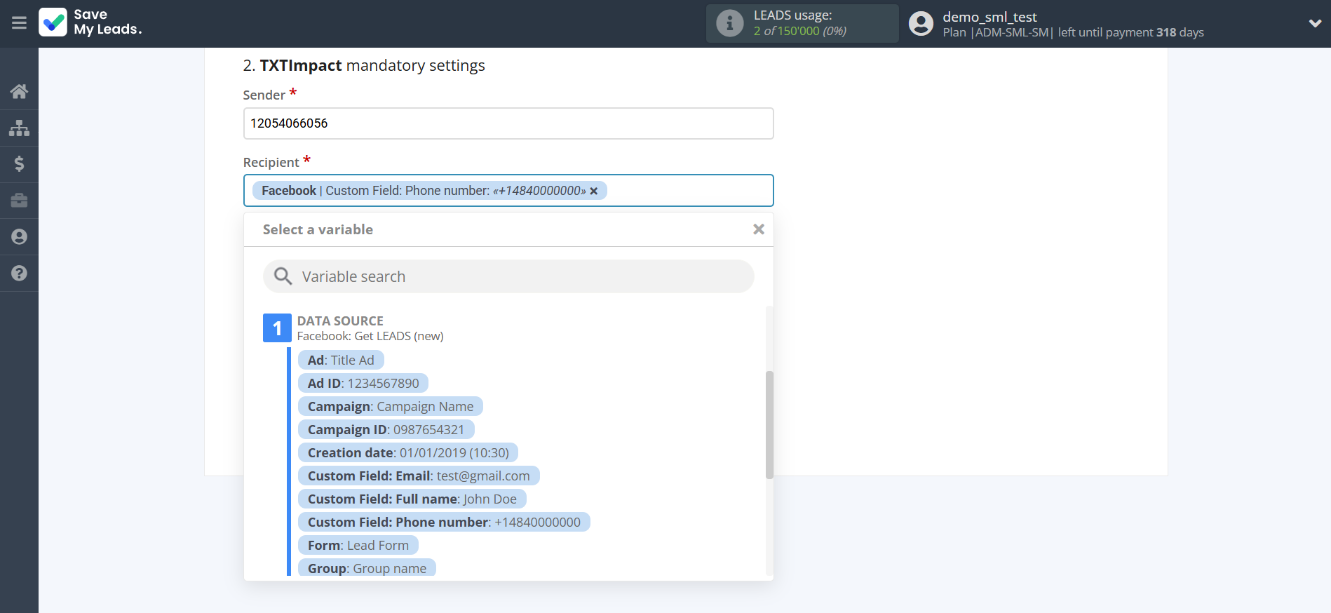 How to Connect Facebook with TXTImpact | Assigning fields How to Connect Facebook with TXTImpact | Assigning fields