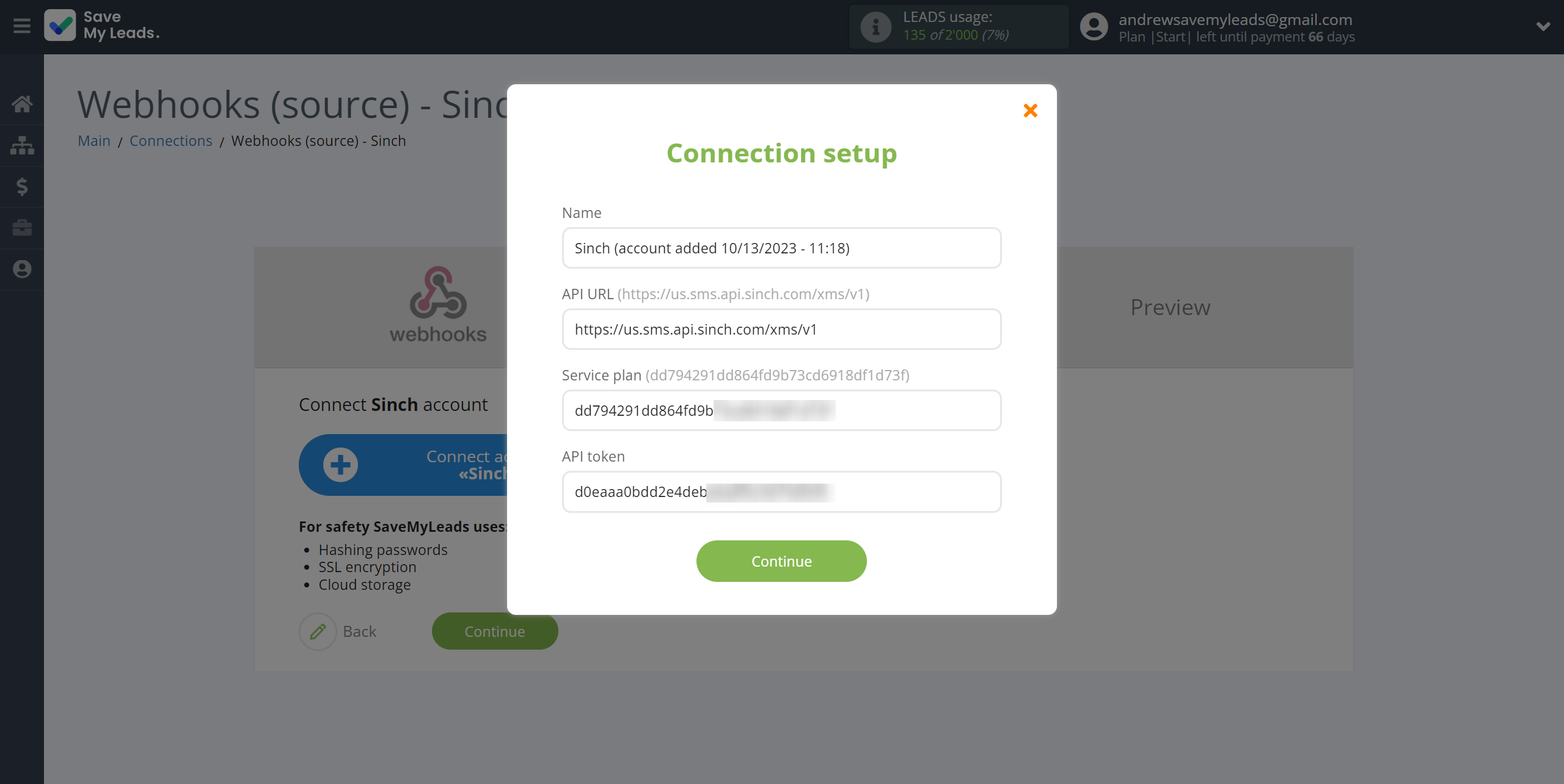 How to Connect Webhooks with Sinch | Data Destination account connection