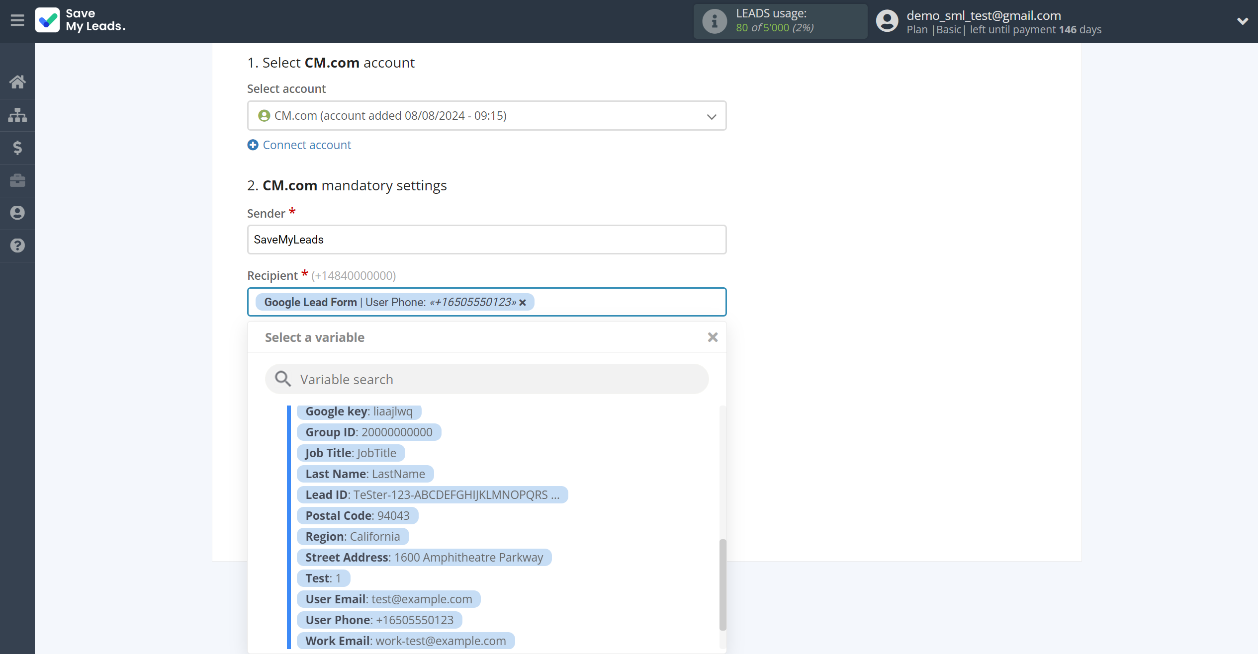 How to Connect Google Lead Form with CM.com | Assigning fields