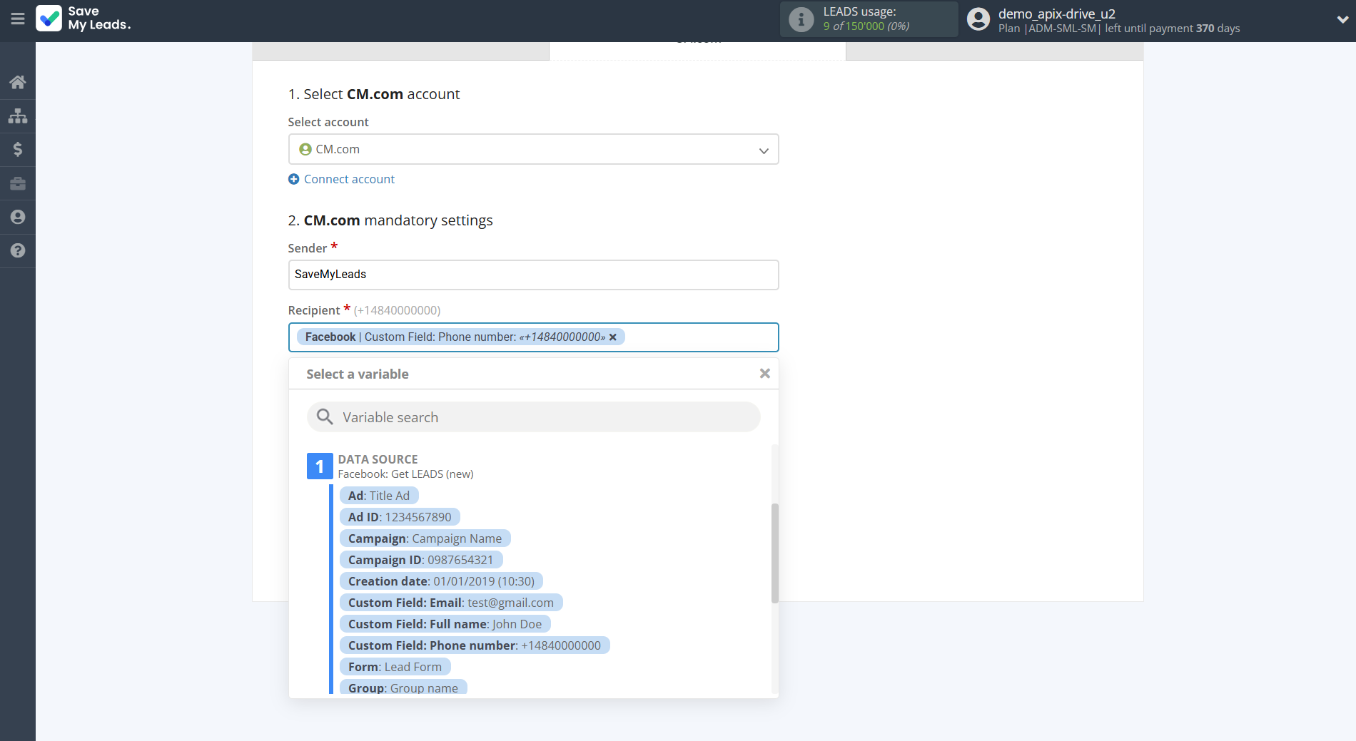 How to Connect Facebook with CM.com | Assigning fields How to Connect Facebook with CM.com | Assigning fields