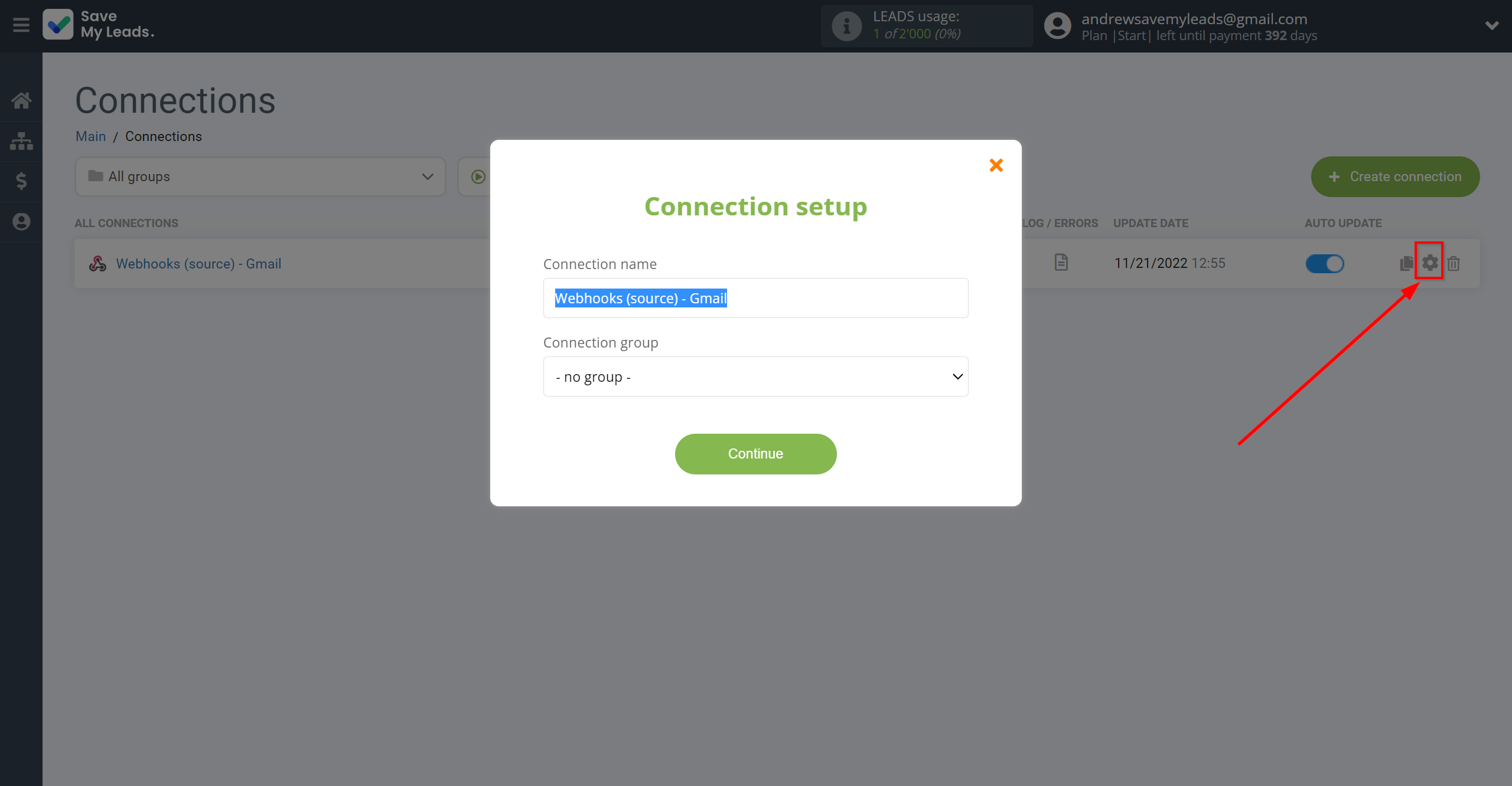 How to Connect Webhooks with Gmail | Name and group connection