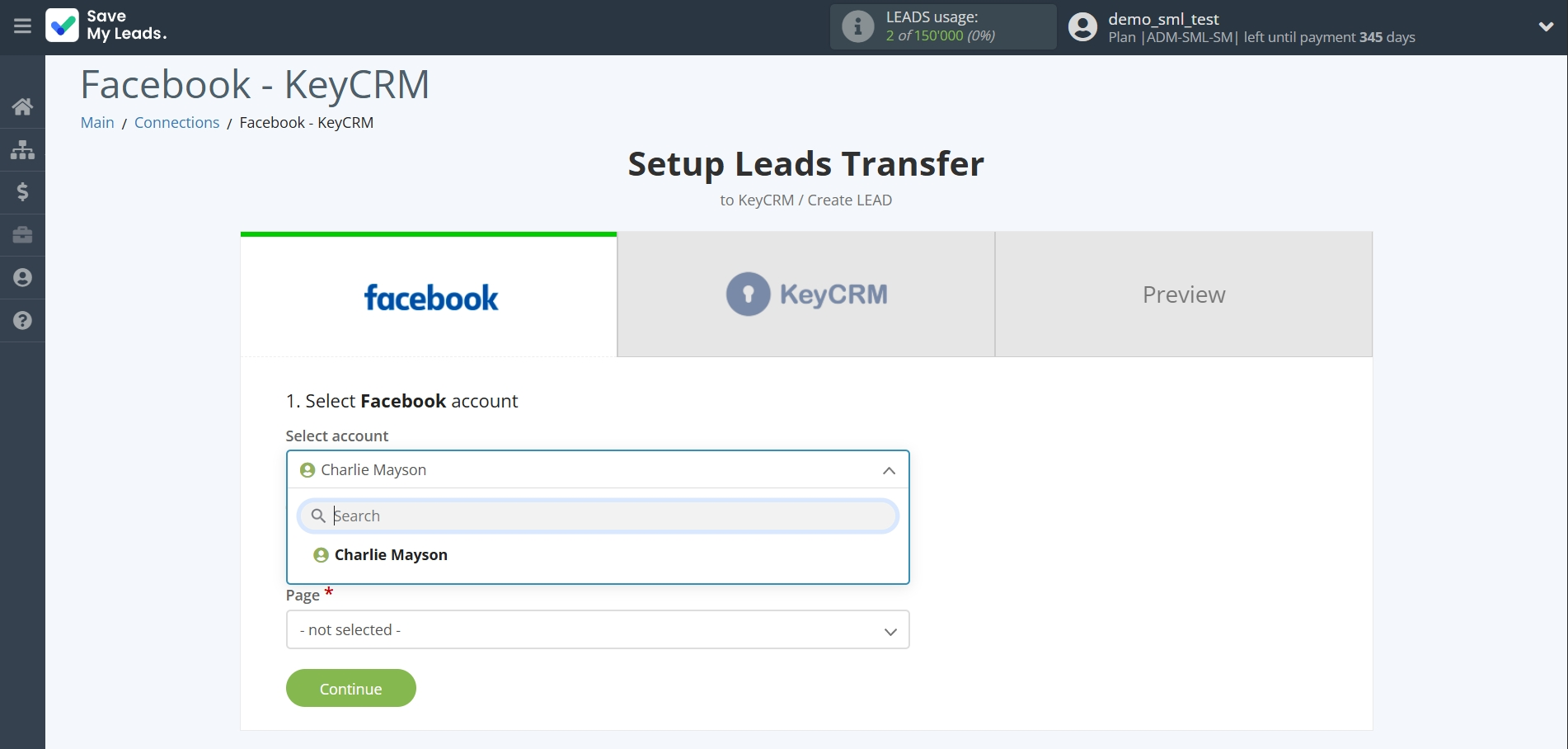 How to Connect Facebook with KeyCRM Create Lead | Data Source account selection How to Connect Facebook with KeyCRM Create Lead | Data Source account selection