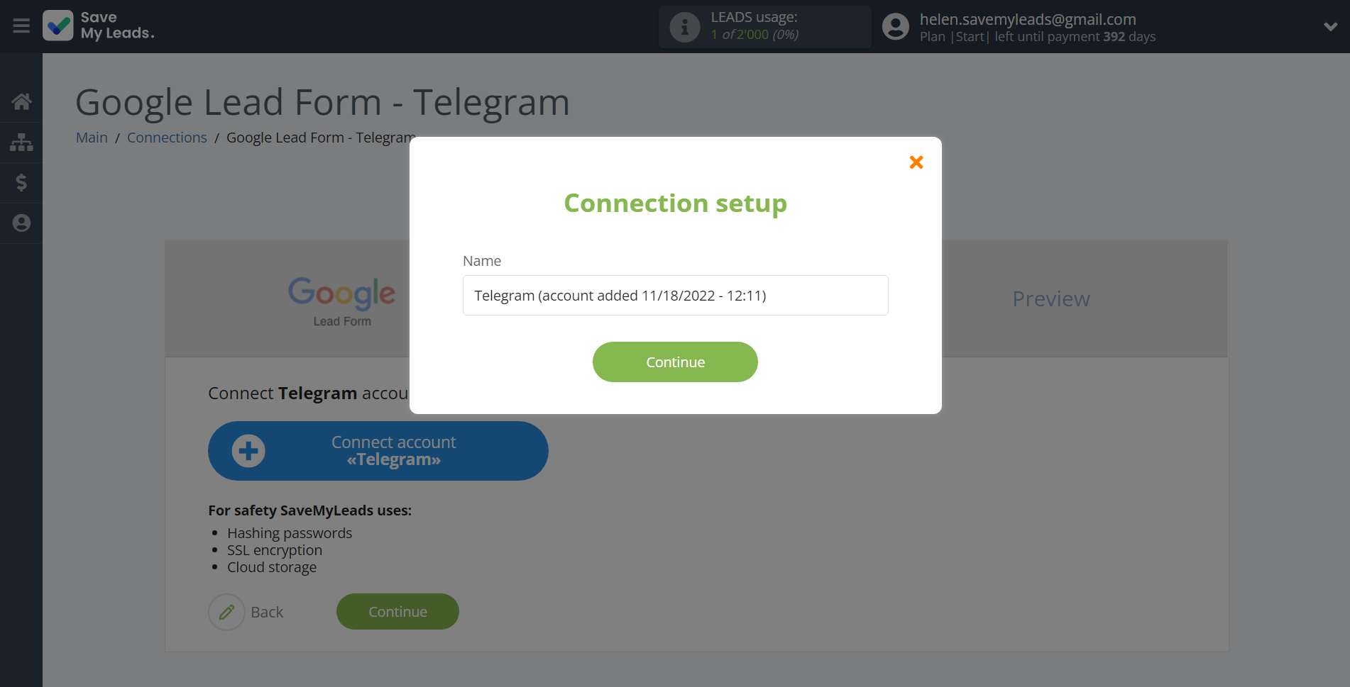 How to Connect Google Lead Form with Telegram | Data Destination account connection