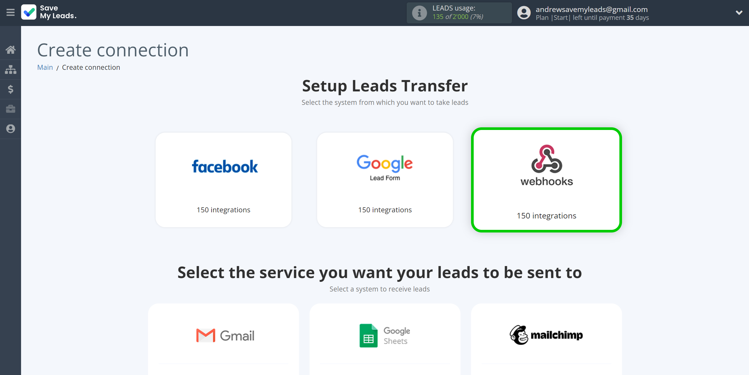 How to Connect Webhooks with Clickatell | Data Source system selection