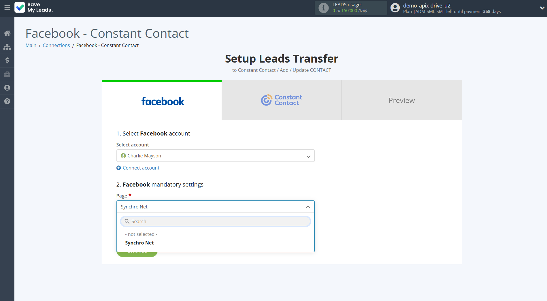 How to Connect Facebook with Constant Contact | Data Source account connection