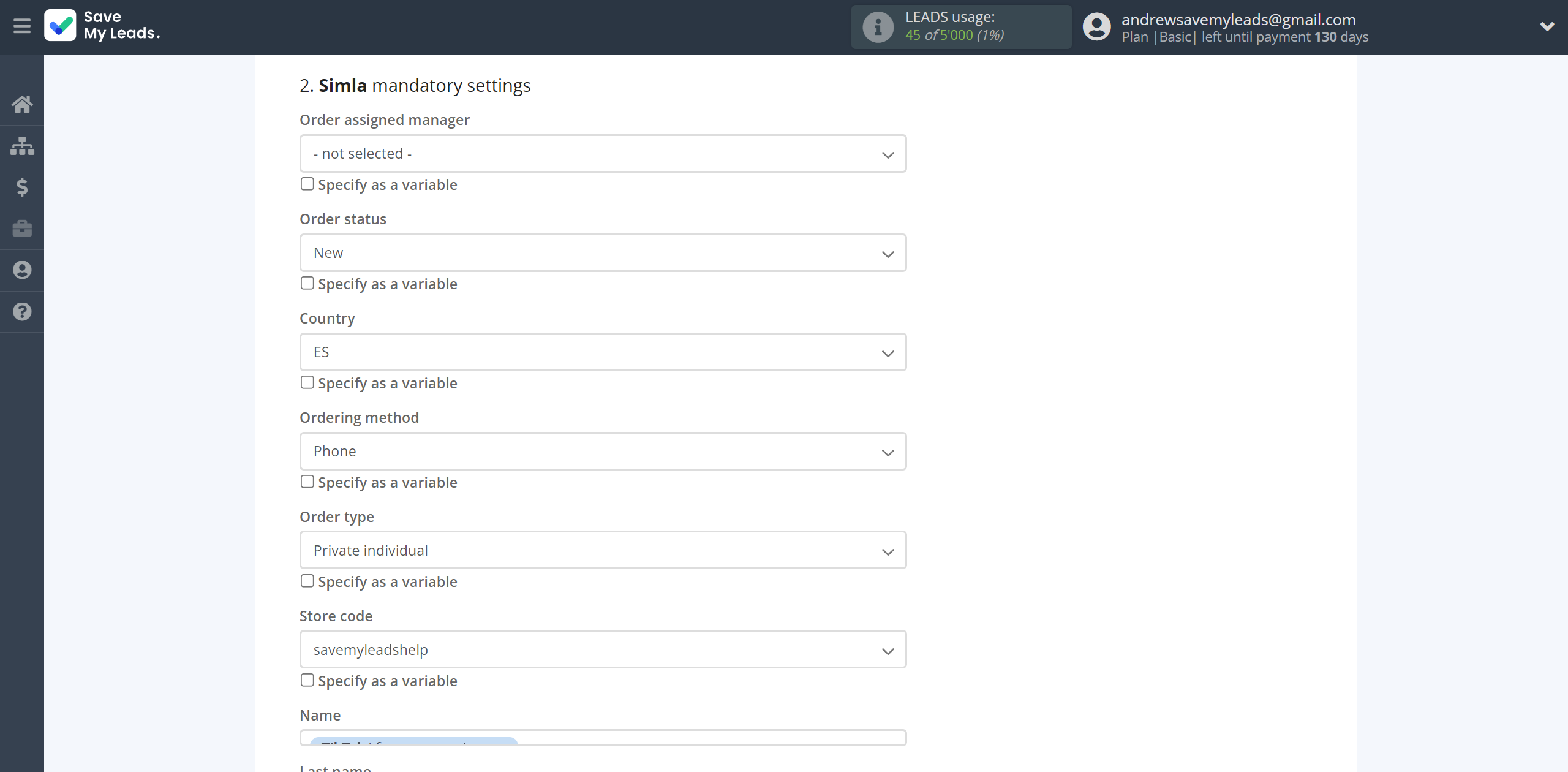 How to Connect TikTok with Simla Create Order | Assigning fields