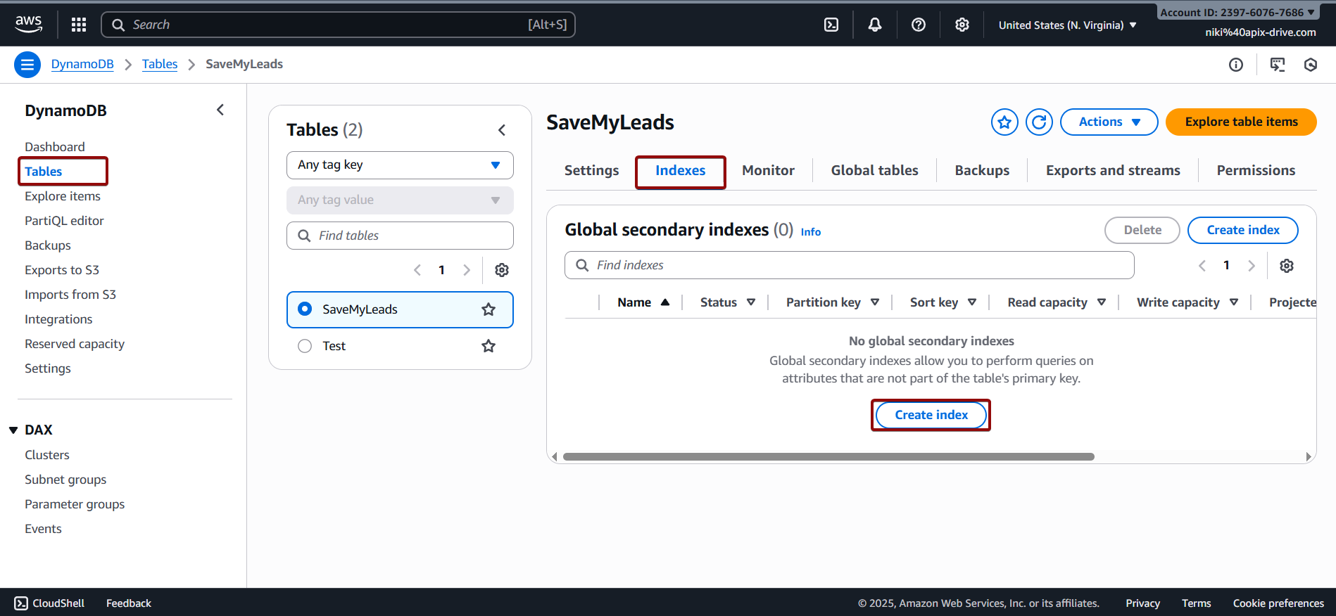How to Connect Facebook with Amazon DynamoDB | Creating table