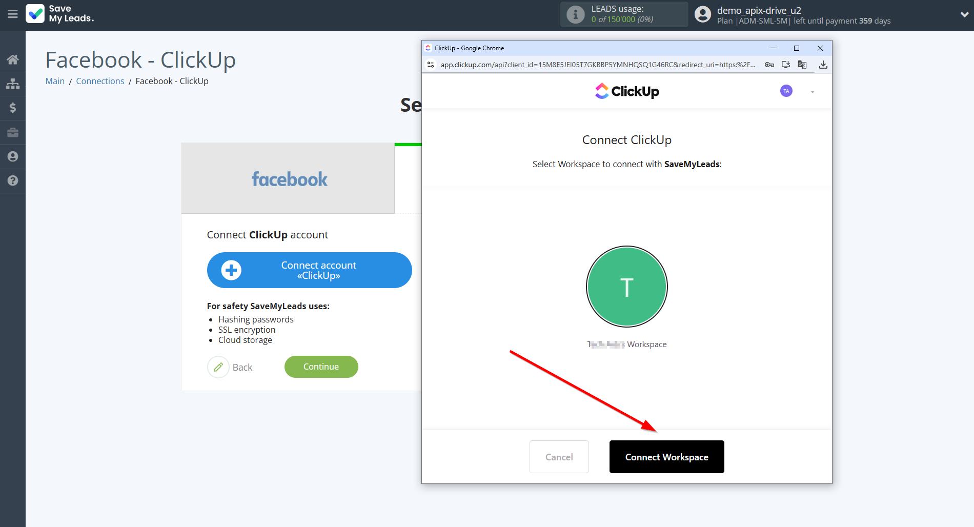 How to Connect Facebook with ClickUp | Data Destination account connection