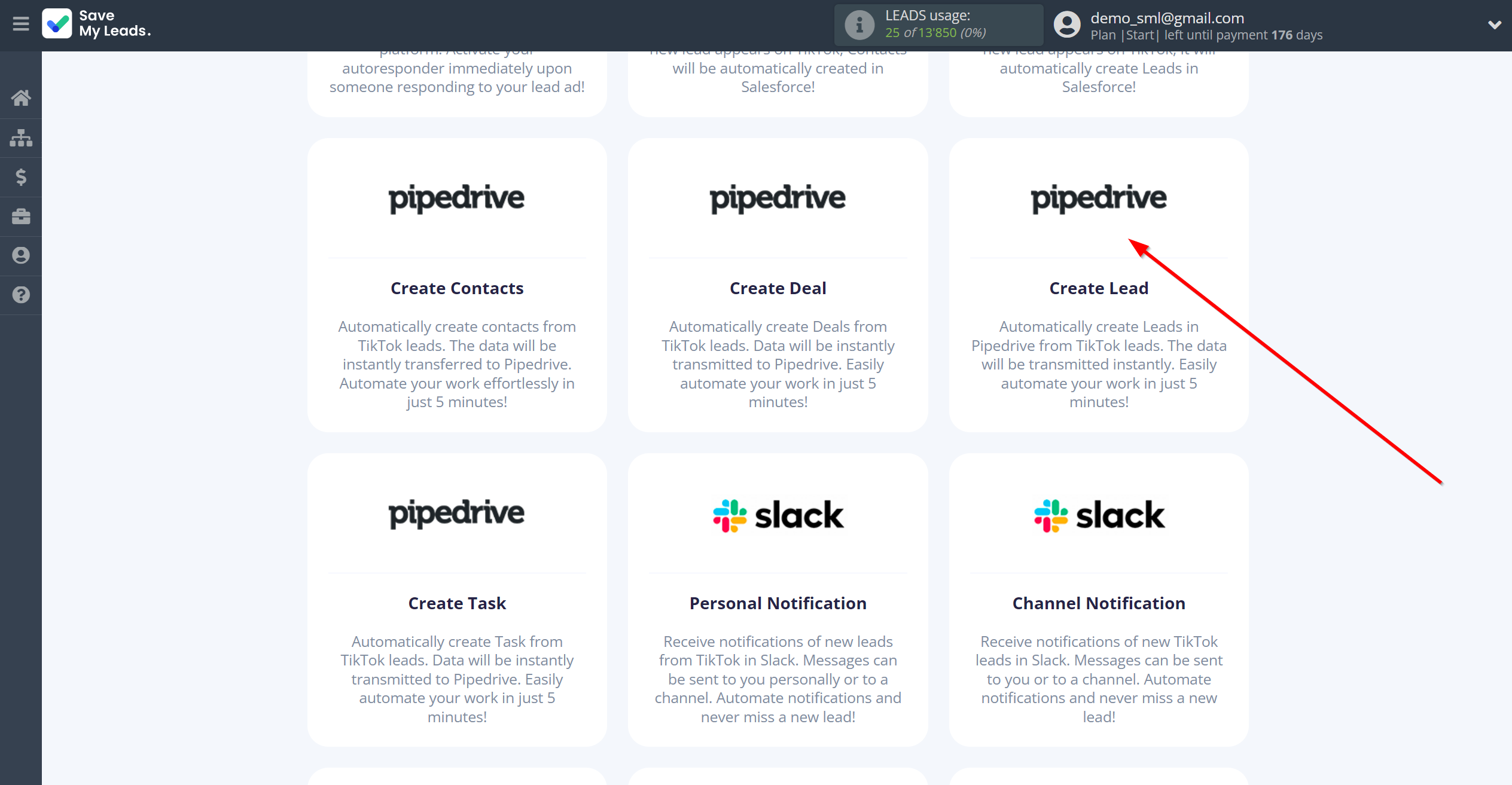 How to Connect TikTok with Pipedrive Create Lead | Data Destination system selection