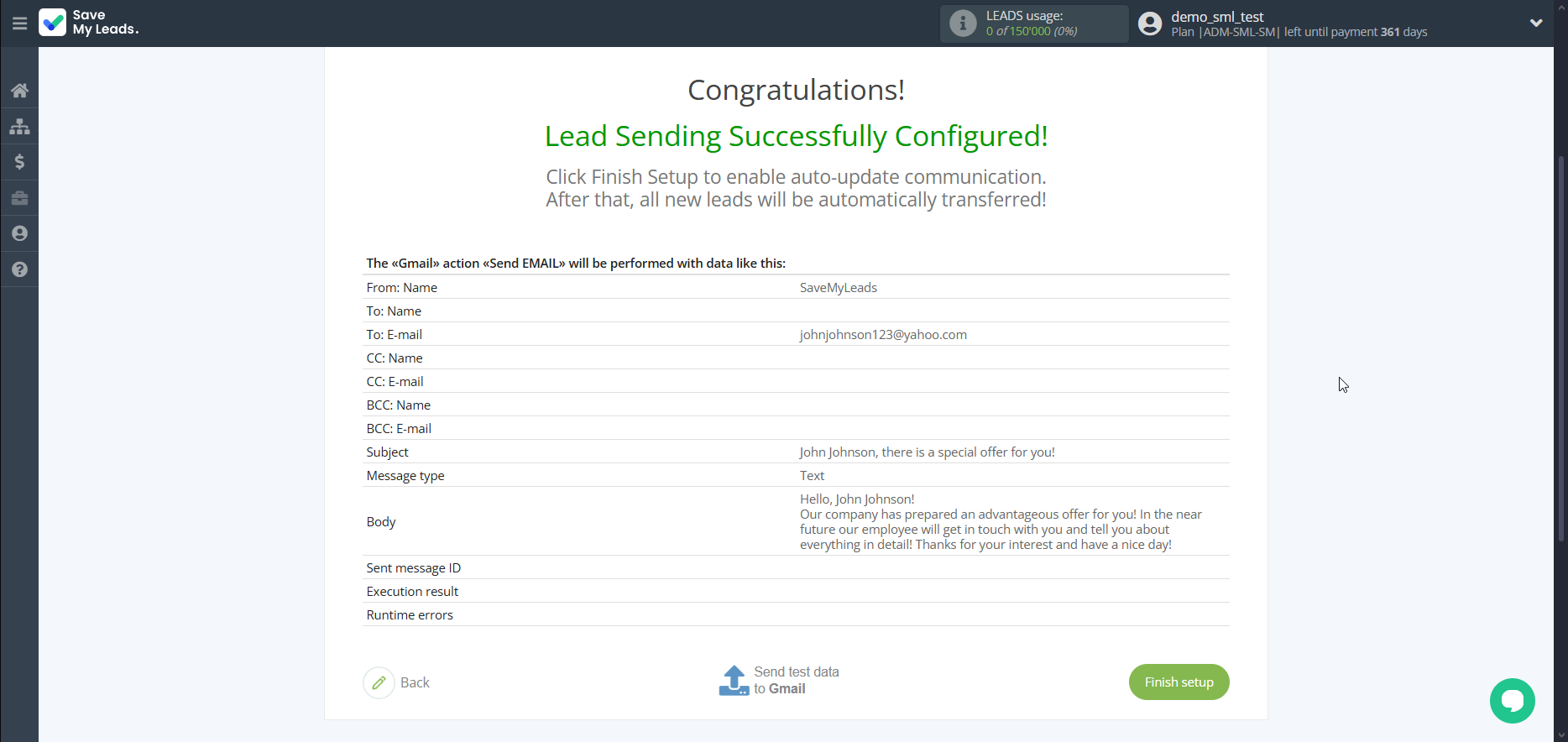 How to Connect Facebook with Gmail | Test data