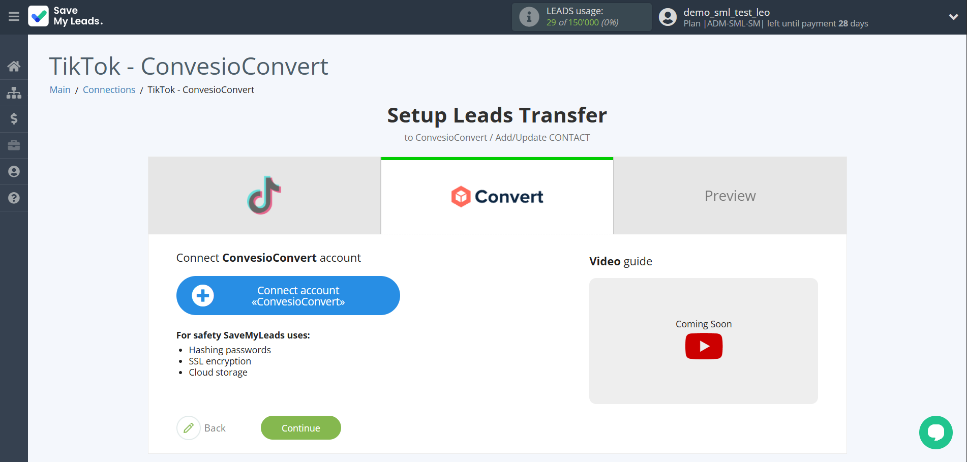 How to Connect TikTok with ConvesioConvert | Data Destination account connection