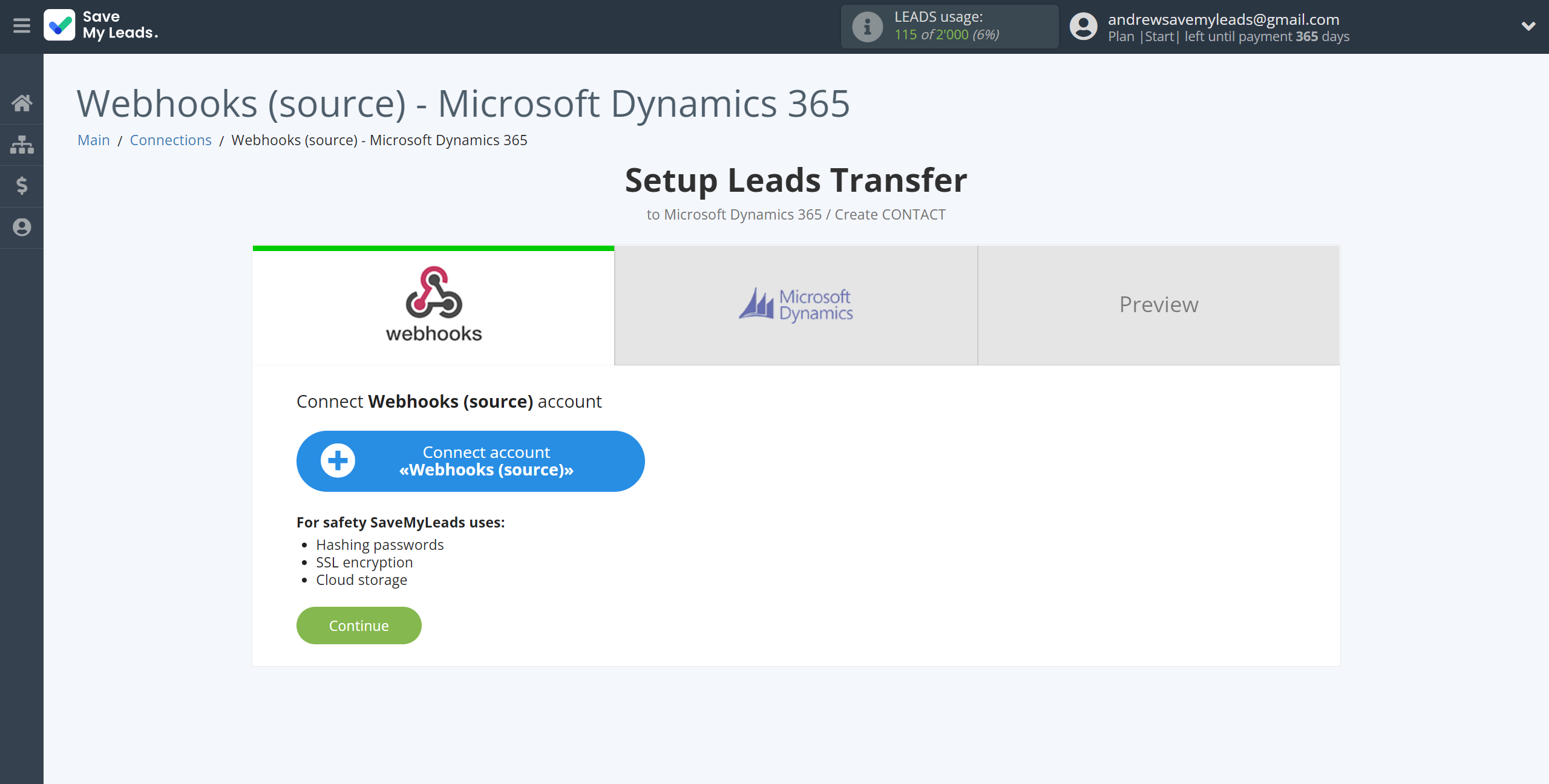 How to Connect Webhooks with Microsoft Dynamics 365 Create Contacts | Data Source account