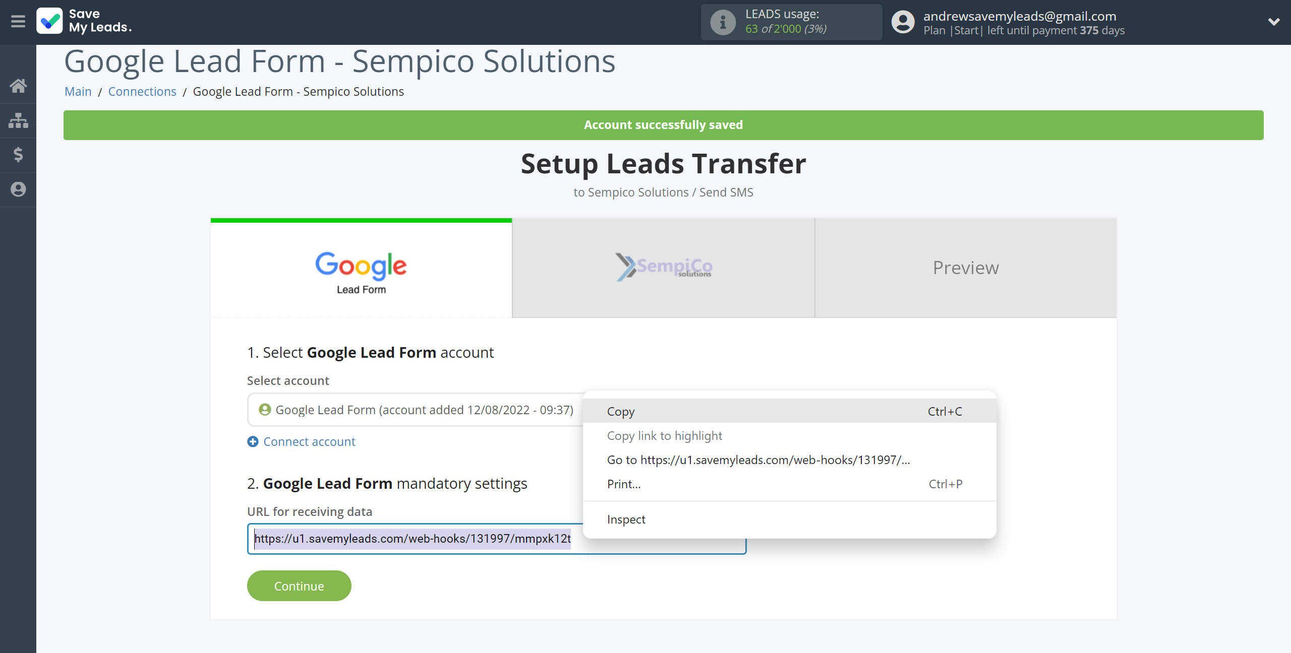 How to Connect Google Lead Form with Sempico Solutions | Data Source account connection