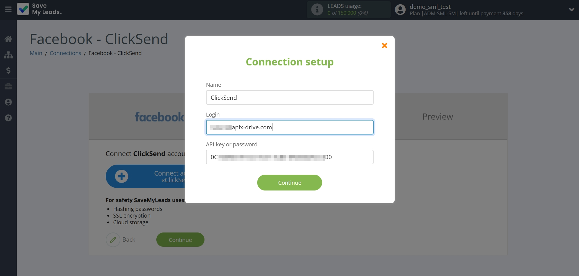 How to Connect FaceBook with ClickSend Send SMS | Data Destination account connection
