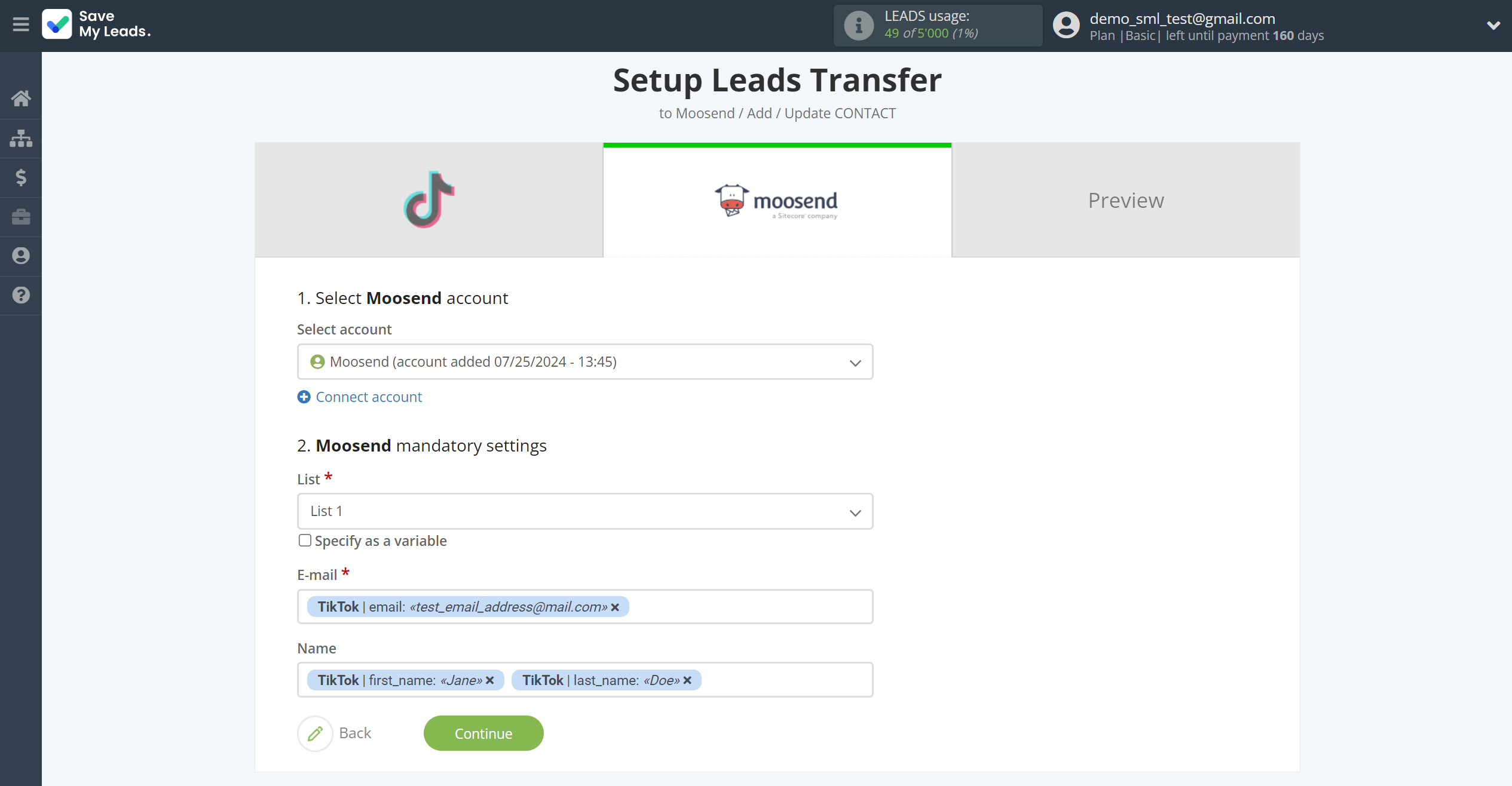 How to Connect TikTok with Moosend | Assigning fields