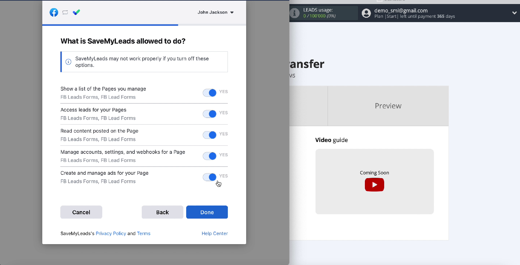 Facebook and The Texting integration | Grant access Facebook and The Texting integration | Grant access