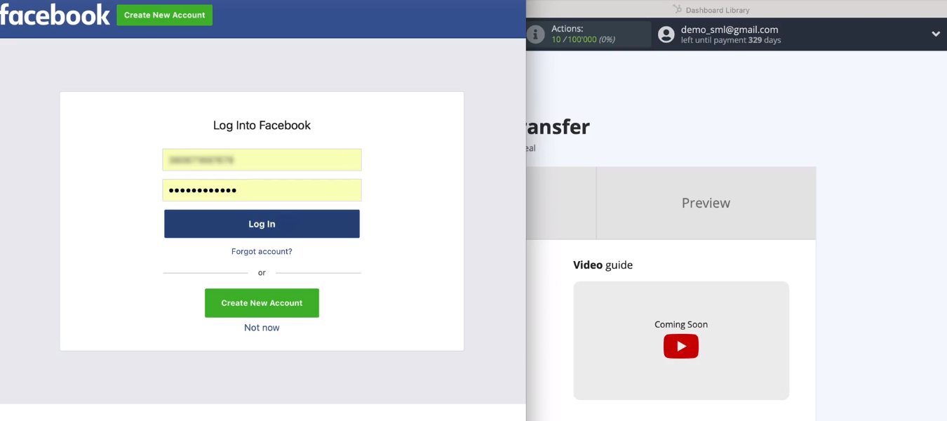 Facebook and HubSpot integration | Specify the username and password of the FB Facebook and HubSpot integration | Specify the username and password of the FB
