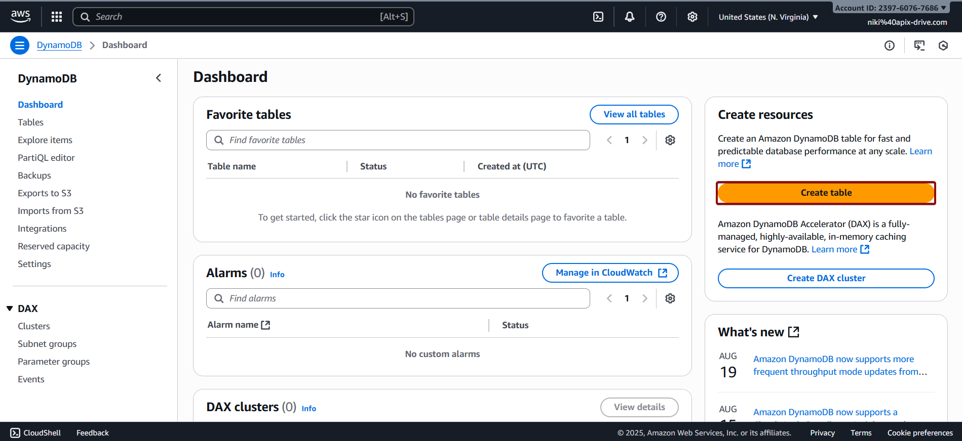 How to Connect Facebook with Amazon DynamoDB | Creating table