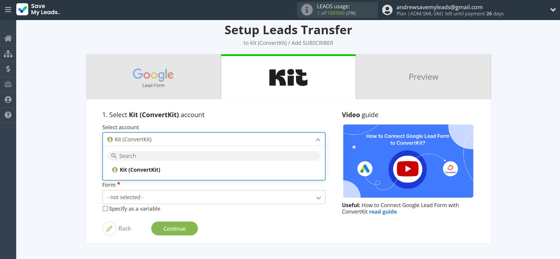 How to Connect Google Lead Form with Kit (ConvertKit) | Data Destination account selection How to Connect Google Lead Form with Kit (ConvertKit) | Data Destination account selection